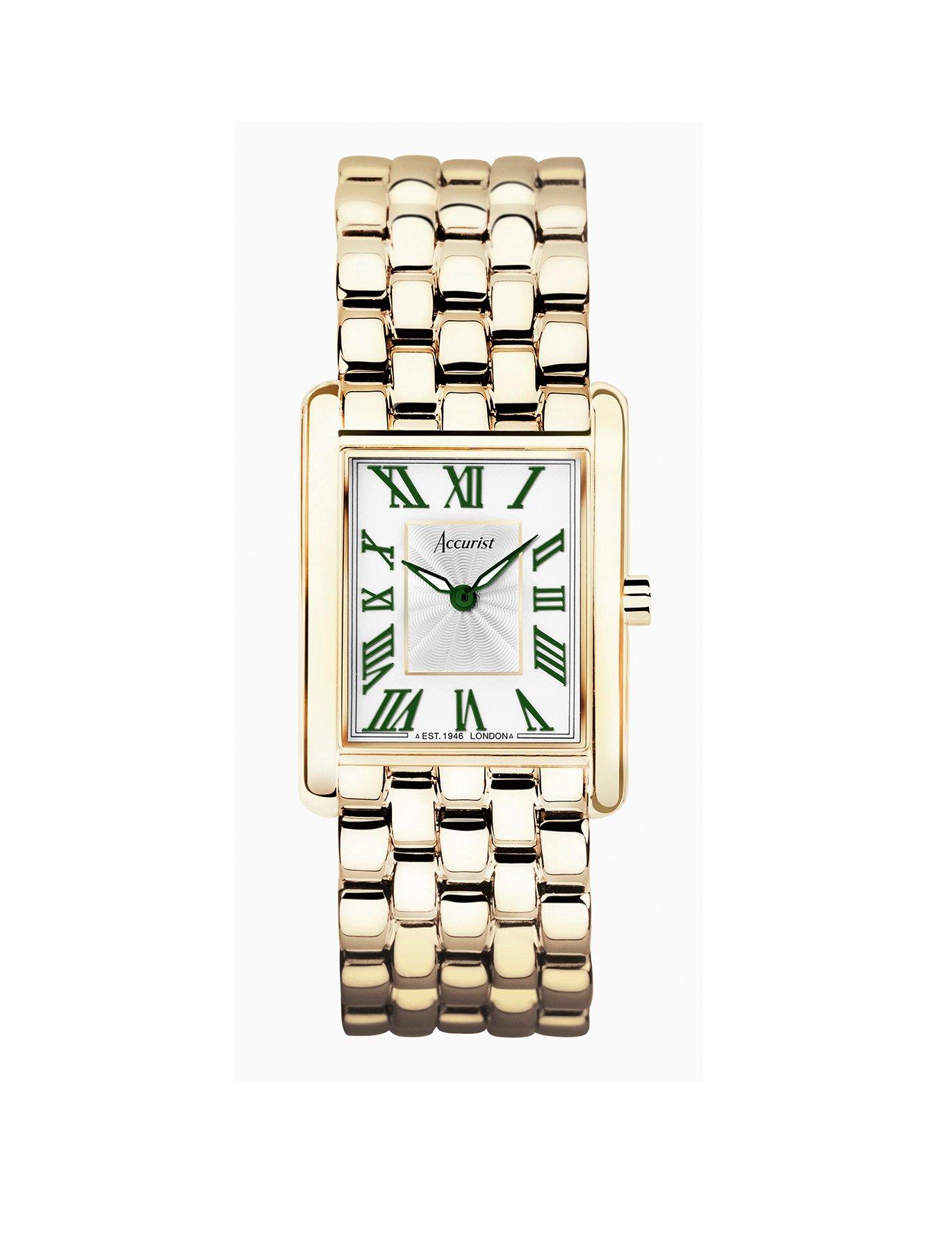 Product photograph of Accurist Rectangle Womens Gold Stainless Steel Bracelet Analogue Watch from very.co.uk