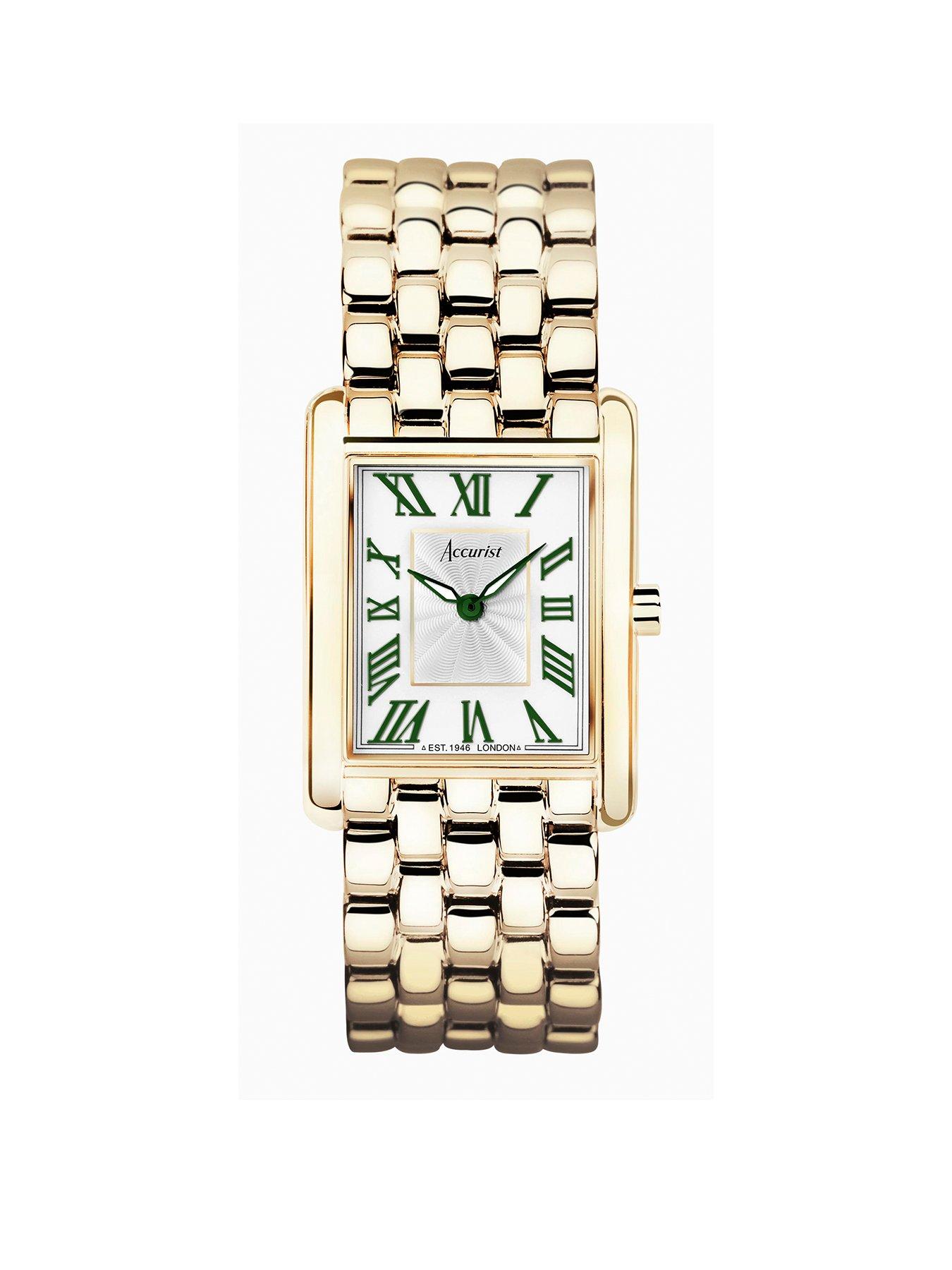 undefined Rectangle Womens Gold Stainless Steel Bracelet Analogue Watch