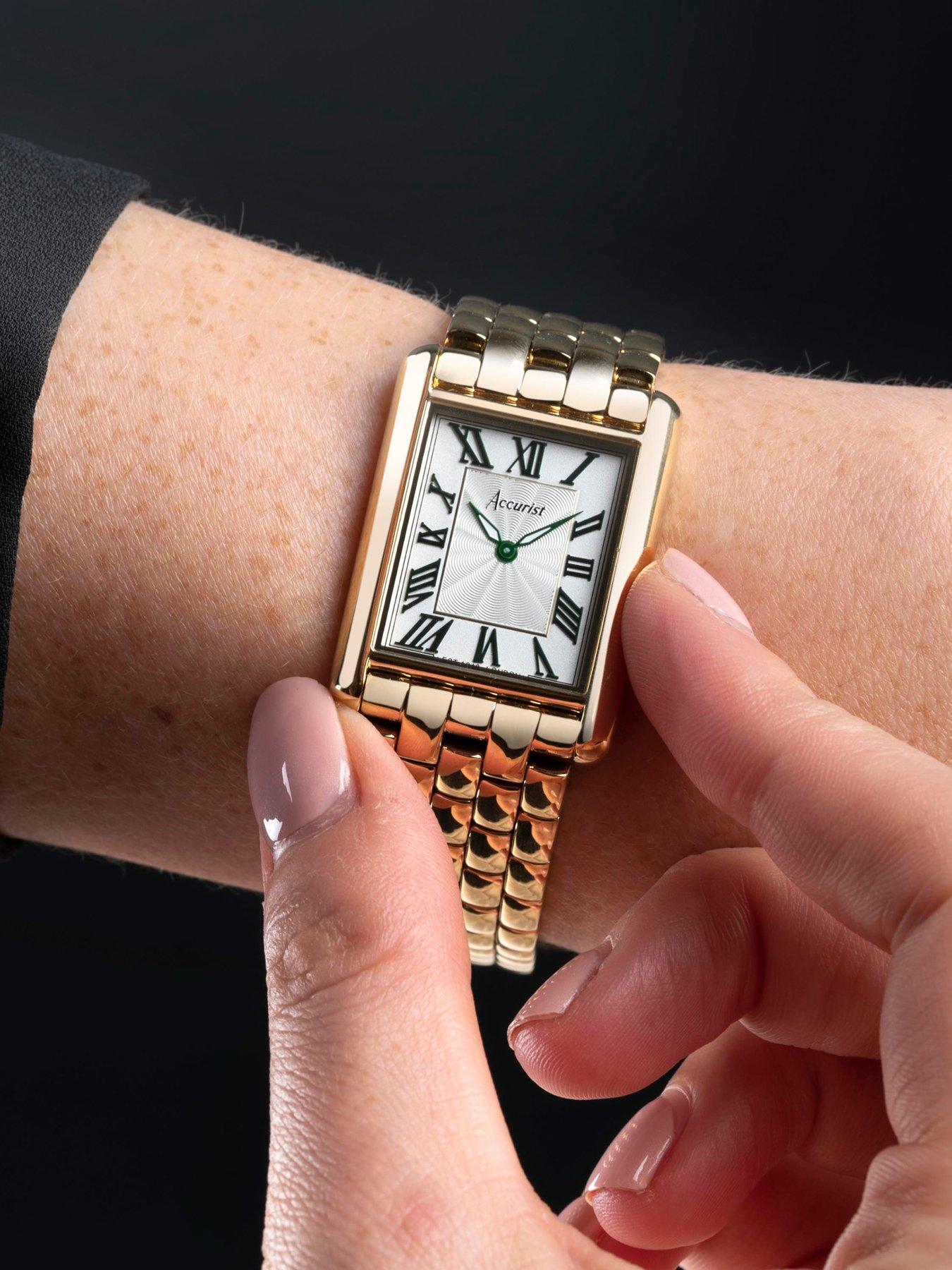 Gold rectangular hot sale women's watch