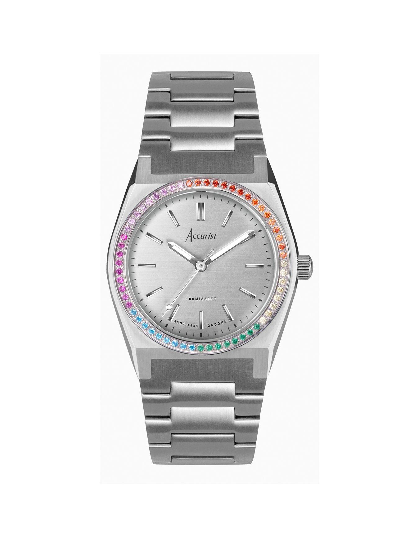 Product photograph of Accurist Origin Womens Silver Stainless Steel Bracelet Analogue Watch from very.co.uk