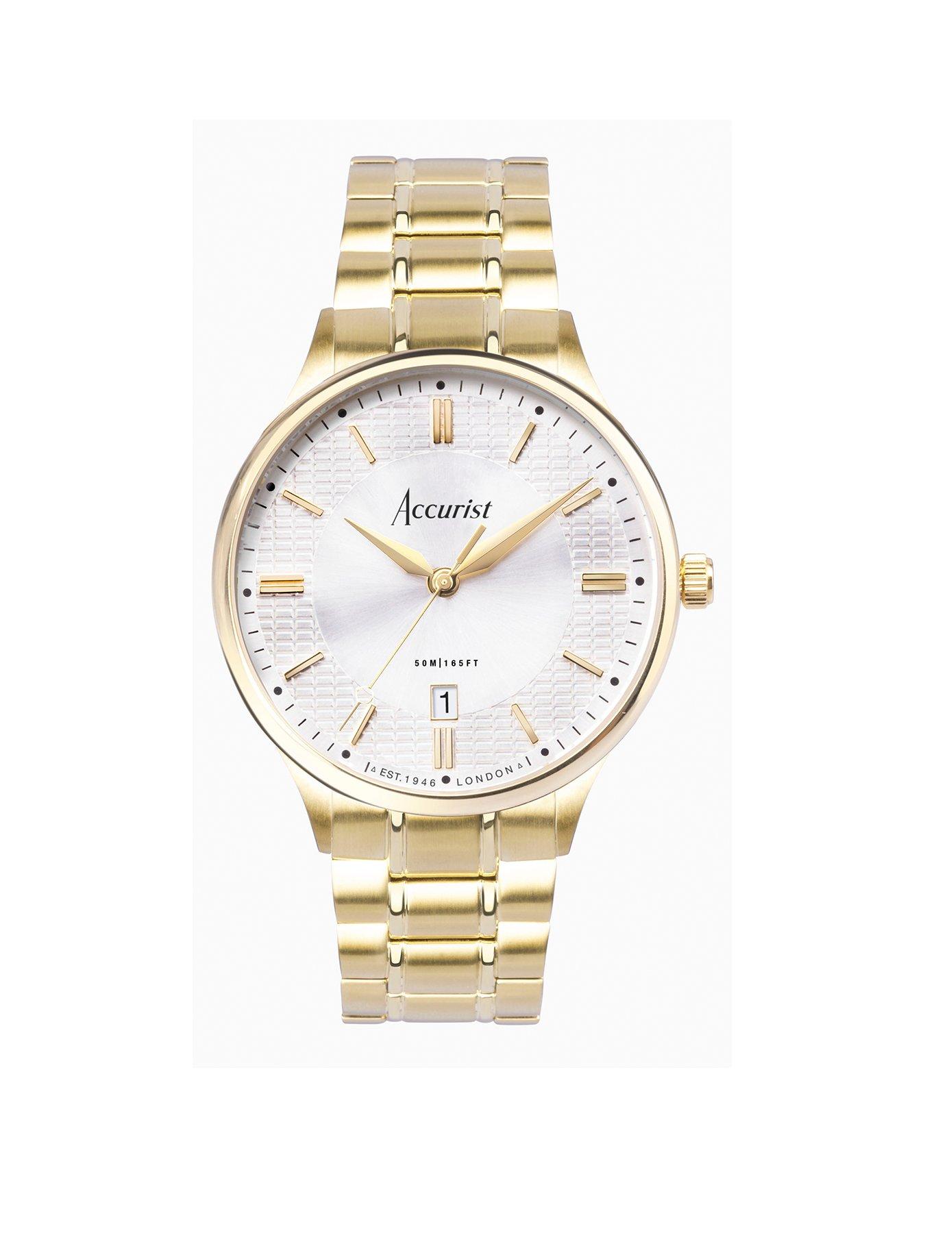 Product photograph of Accurist Classic Mens Gold Stainless Steel Bracelet Analogue Watch from very.co.uk