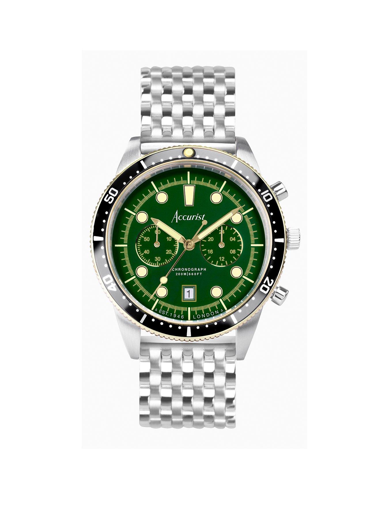 undefined Dive Mens Silver Stainless Steel Bracelet Chronograph Watch