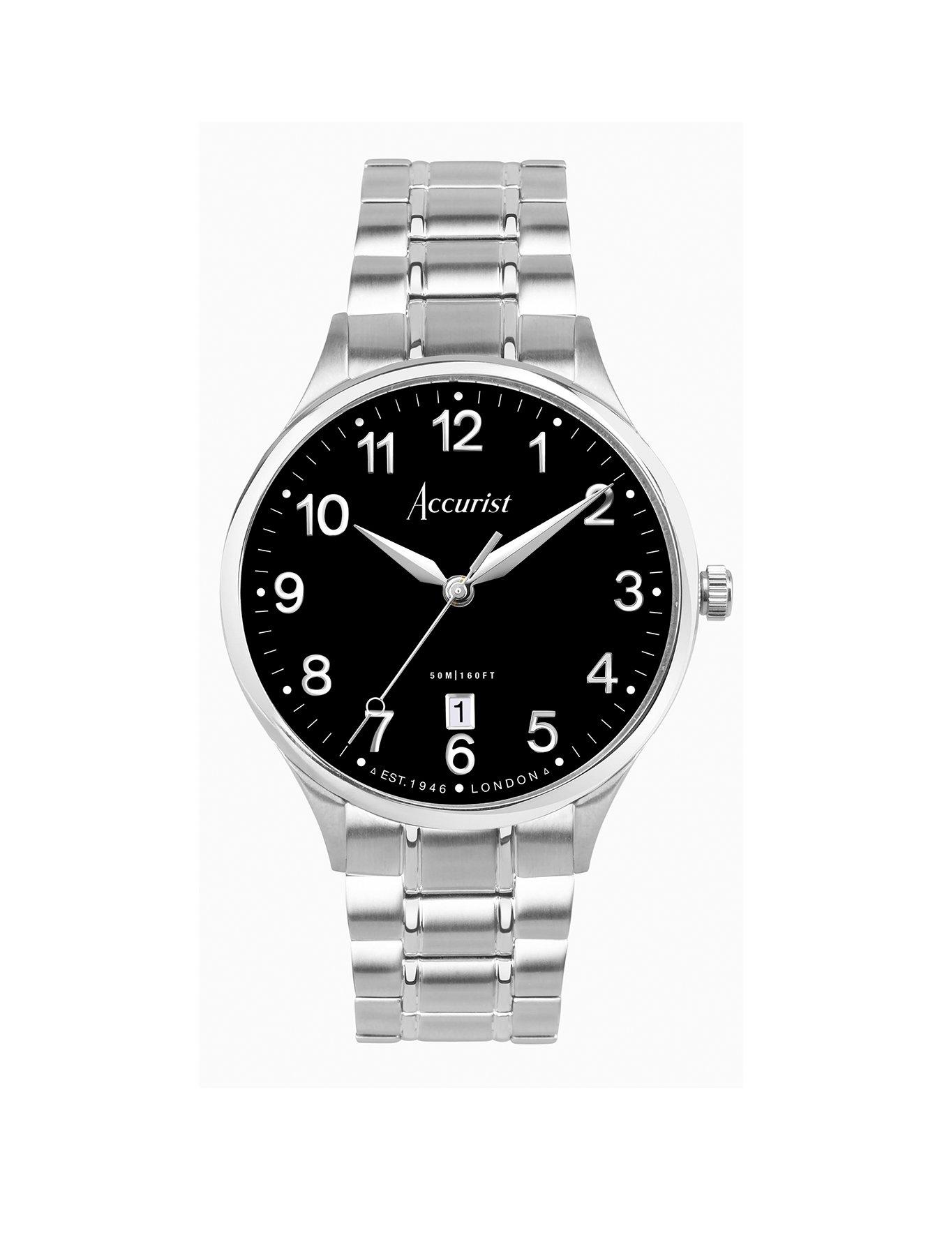 Product photograph of Accurist Classic Mens Silver Stainless Steel Bracelet Analogue Watch from very.co.uk
