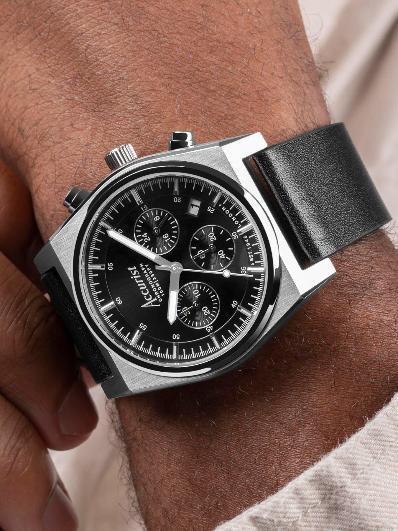 Leather strap chronograph watch new arrivals