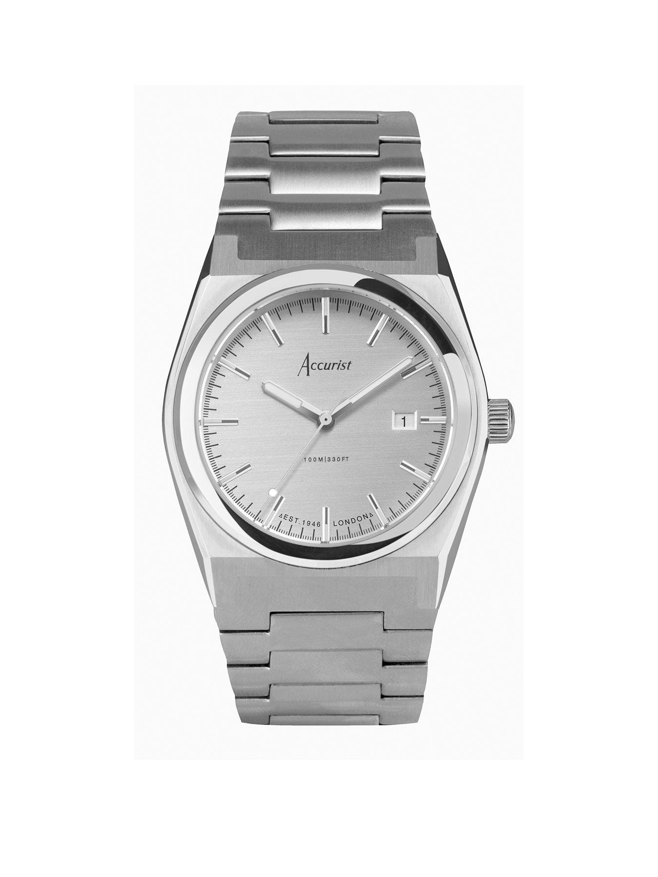 Product photograph of Accurist Origin Mens Silver Stainless Steel Bracelet Analogue Watch from very.co.uk