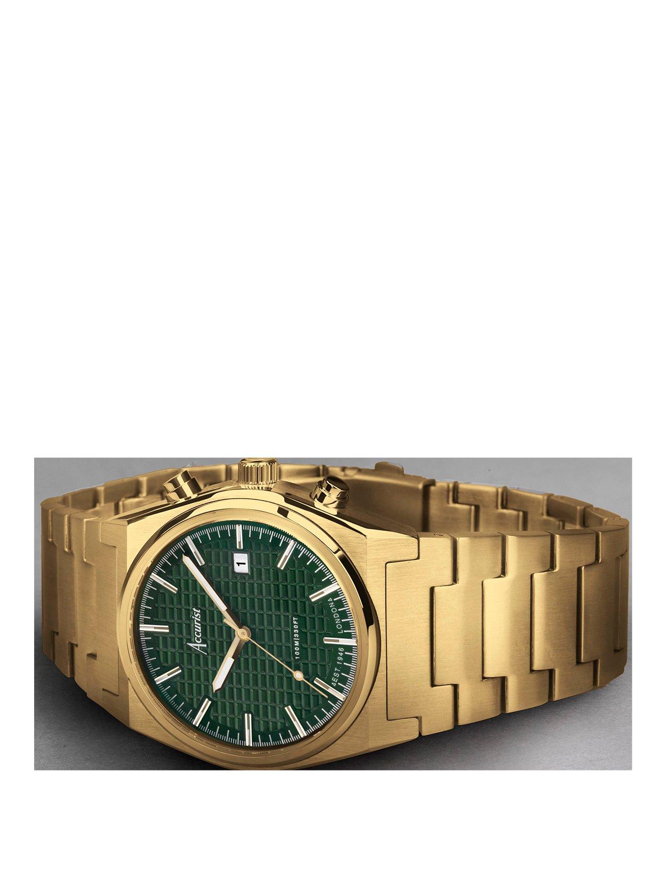 Mens gold 2024 stainless steel watch