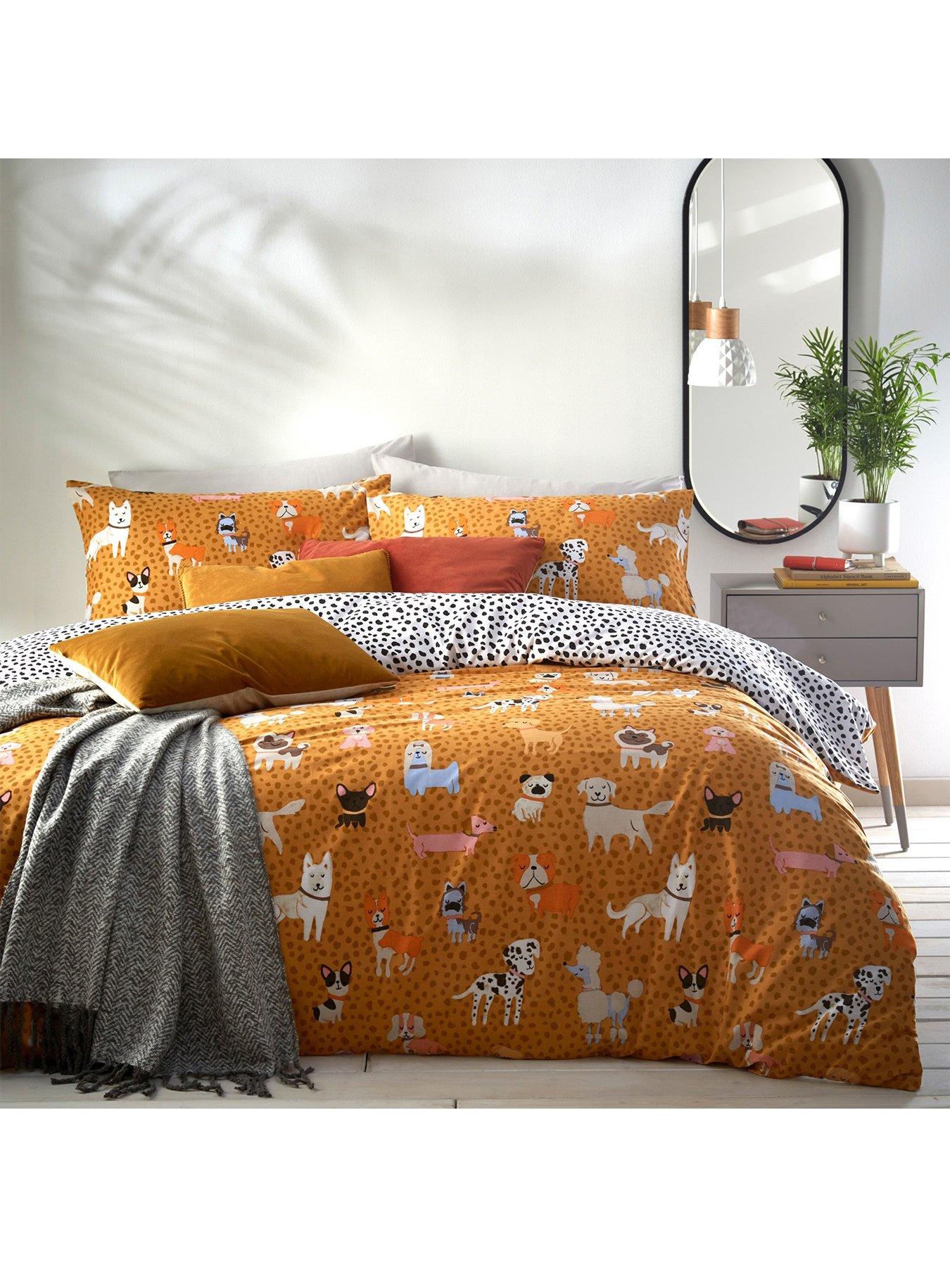 Product photograph of Furn Woofers Dog Ochre Duvet Cover Set from very.co.uk