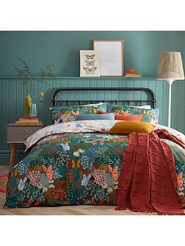 Product photograph of Furn Forage Teal Blue Duvet Cover Set from very.co.uk