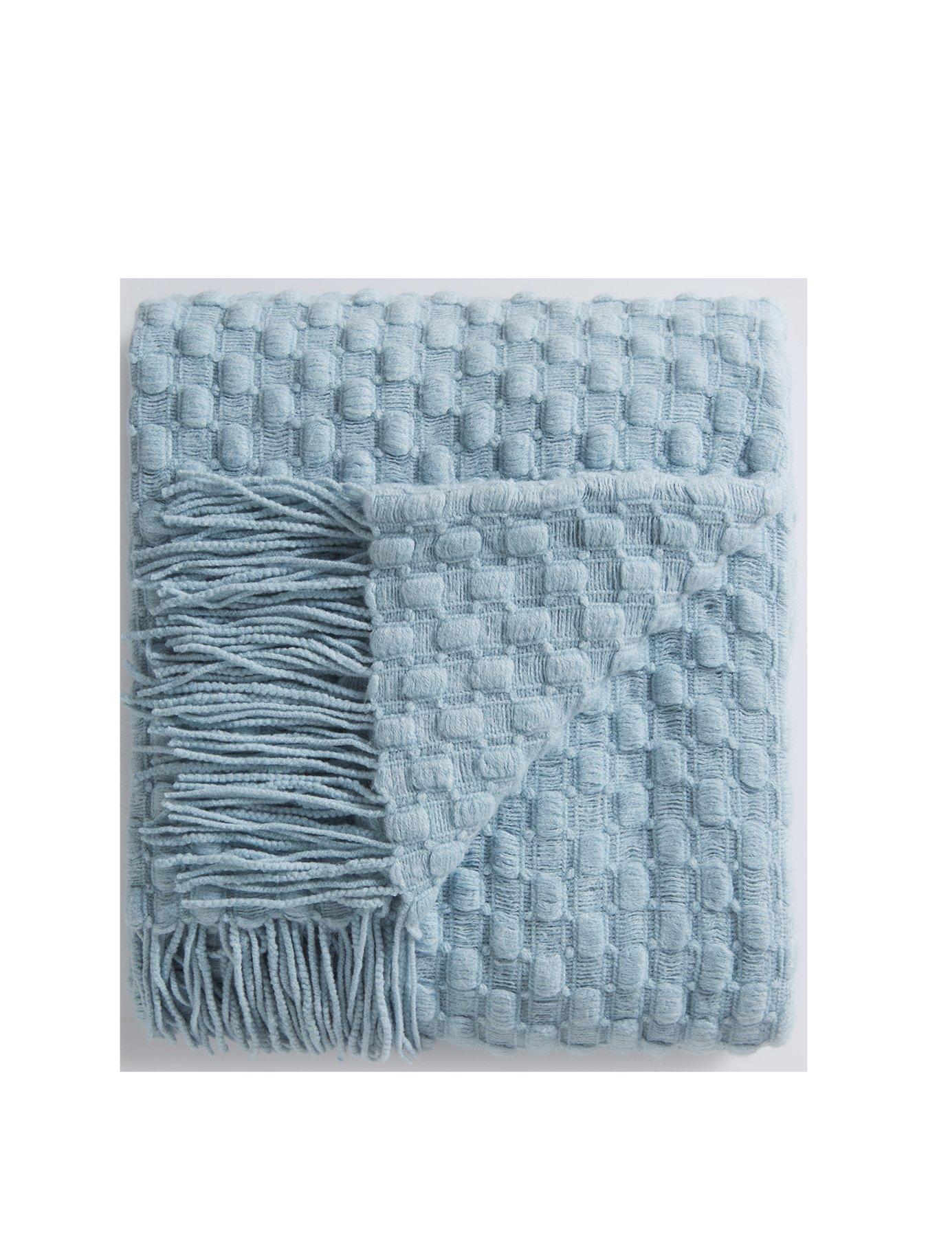 Product photograph of Very Home Corsica Fringed Throw - Blue from very.co.uk