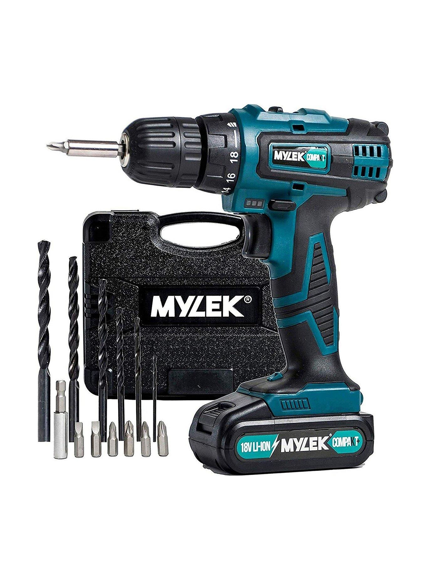 Product photograph of Mylek 18v Cordless Drill Driver 2 Speed With Carry Case from very.co.uk