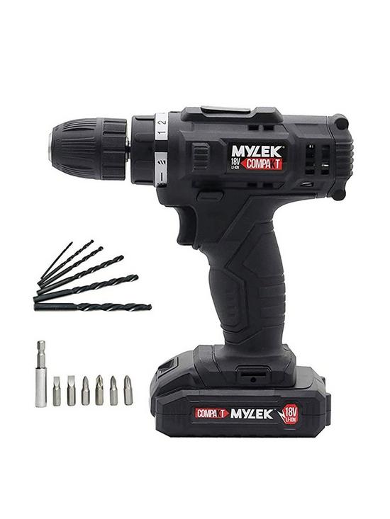 front image of mylek-myw09-18v-cordless-drill-electric-screwdriver-set