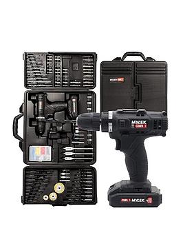 Mylek 18V Cordless Drill Electric Driver Set With 151-Piece Accessory Set And Case