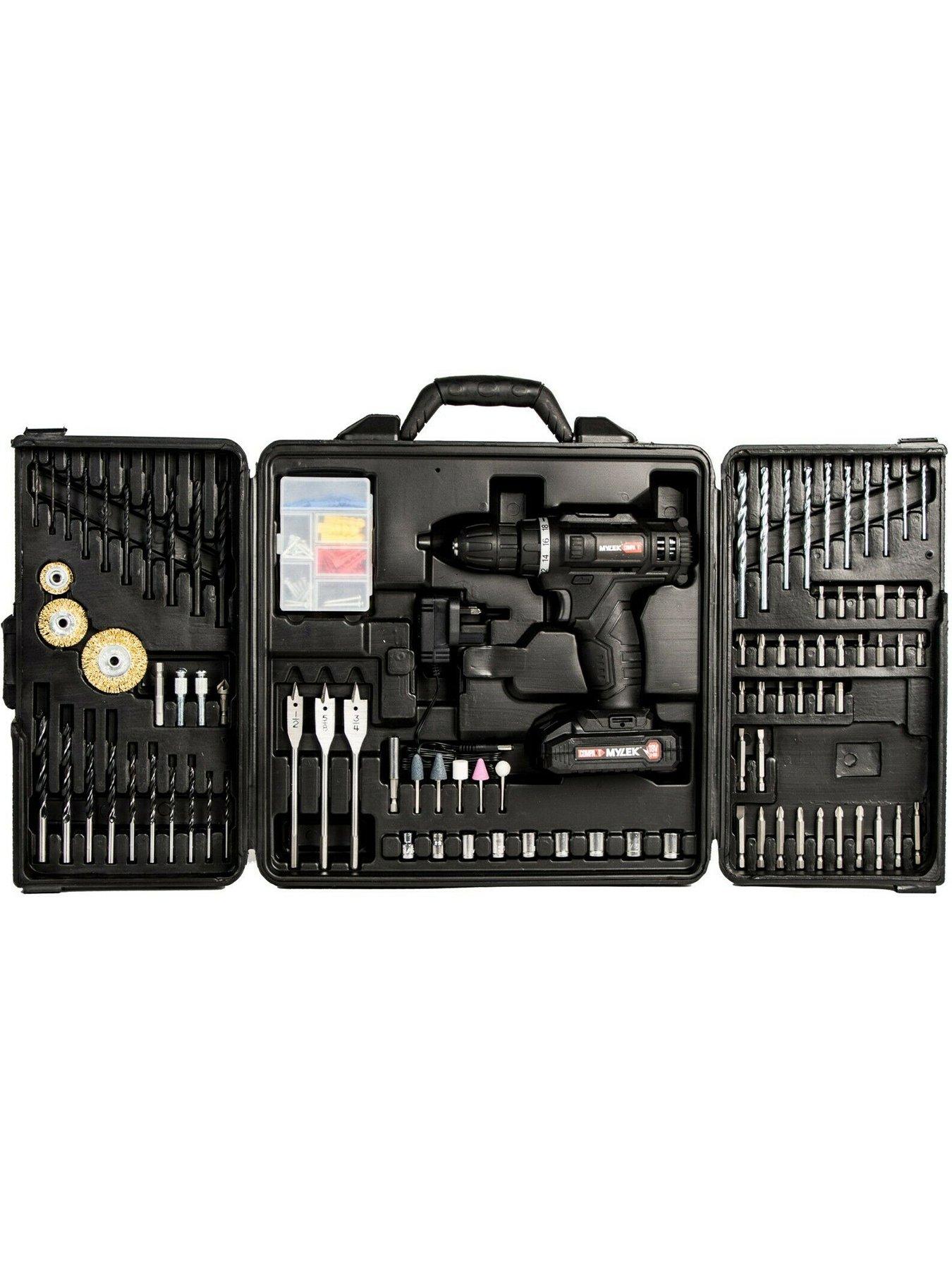 Image 2 of 7 of Mylek 18V Cordless Drill Electric Driver Set with 151-Piece Accessory Set and Case