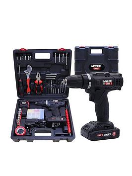 Product photograph of Mylek Cordless Drill Set 18v With 90-piece Tool Kit And Case from very.co.uk