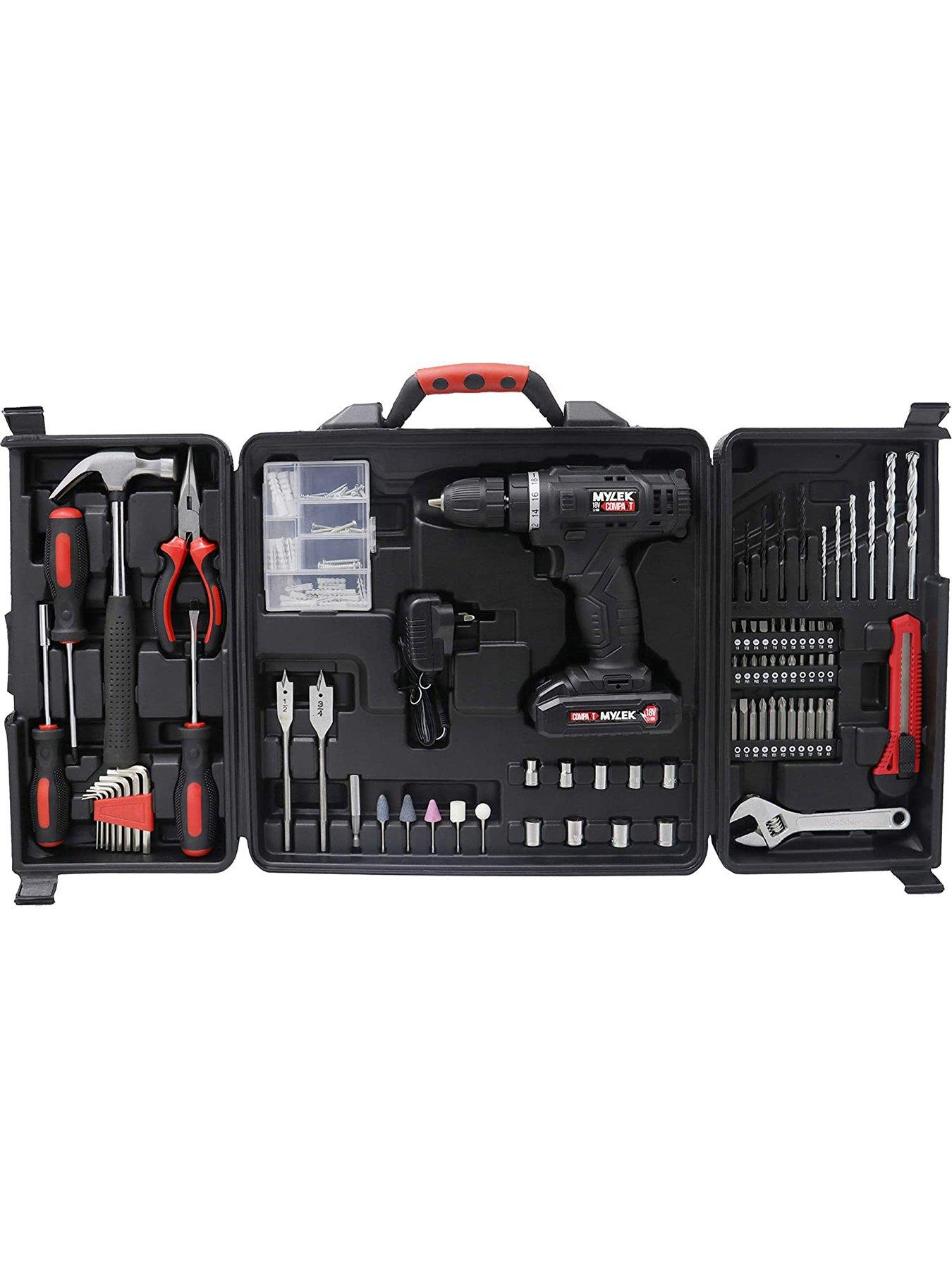 Mylek 18V Cordless Drill with 130 Piece Tool Set and Case very