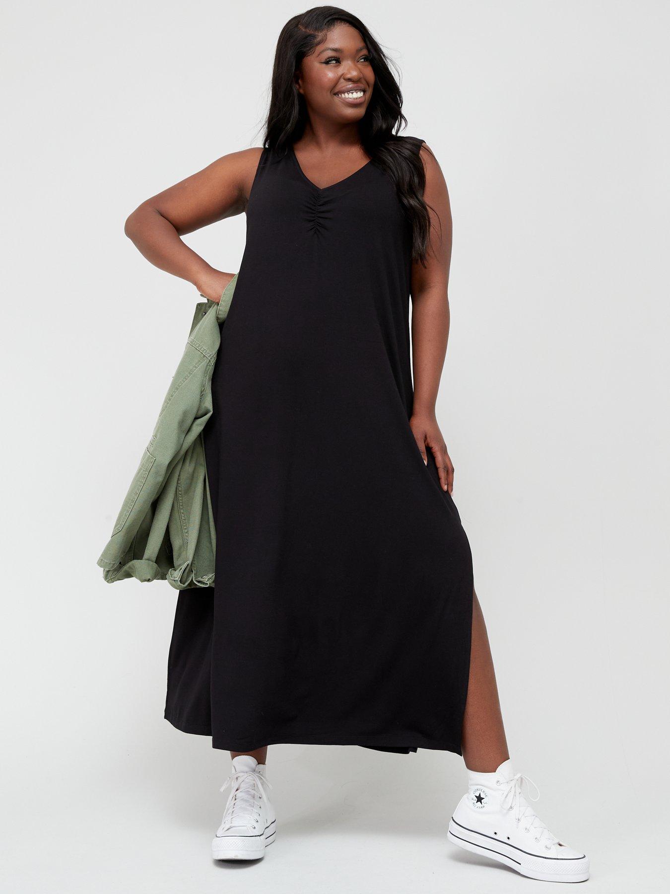 Black sleeveless maxi dress plus cheap size