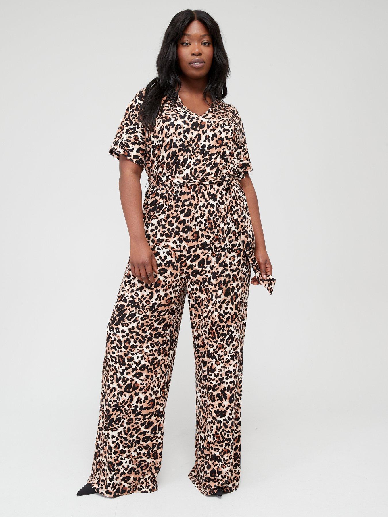 Plus size animal print 2024 jumpsuit