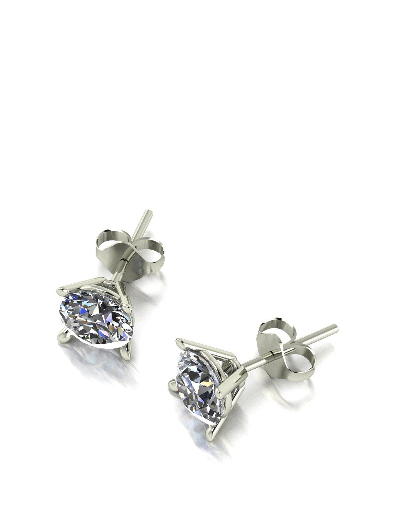 Moissanite 9ct White Gold 2ct Moissanite Solitaire Stud Earrings