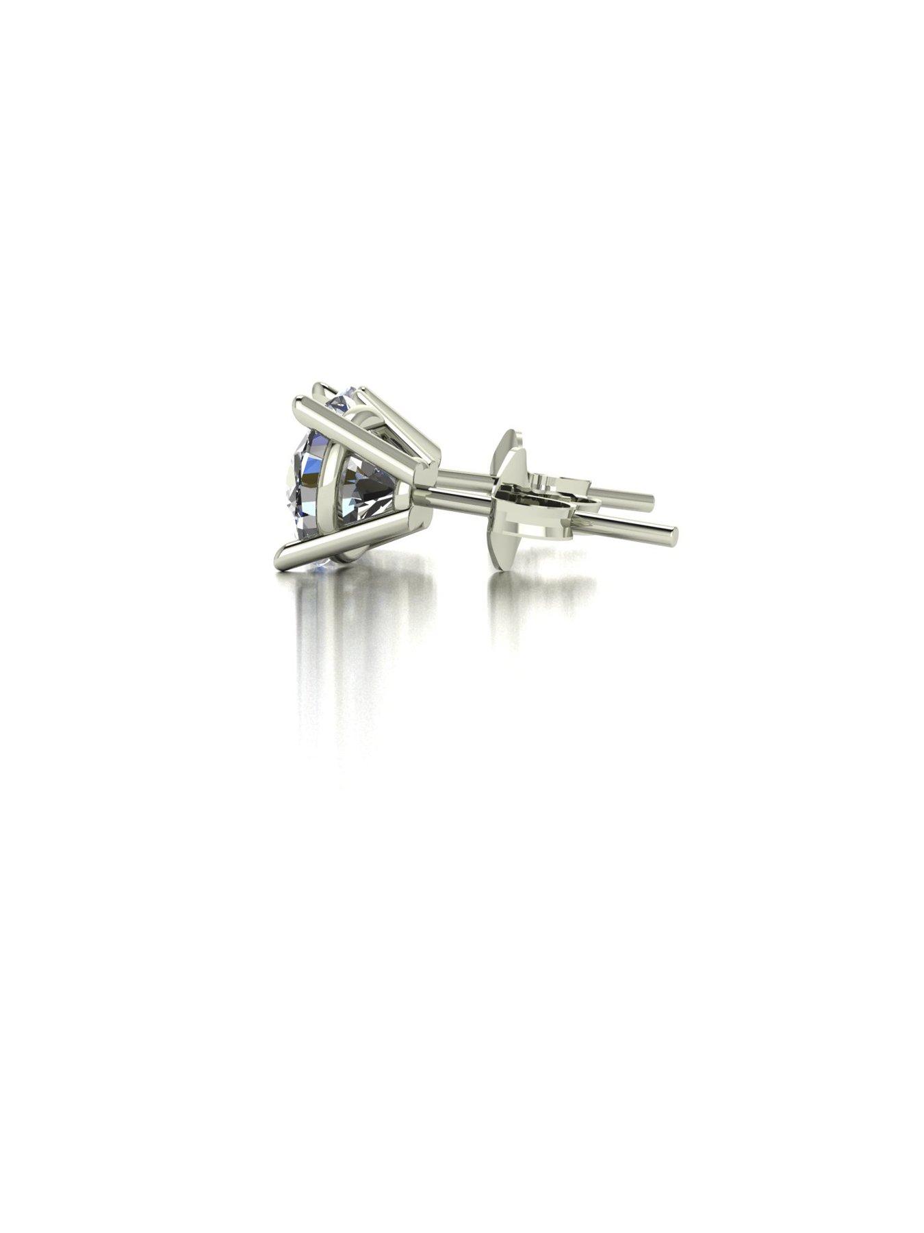 Image 3 of 5 of Moissanite 9ct White Gold 2ct Moissanite Solitaire Stud Earrings