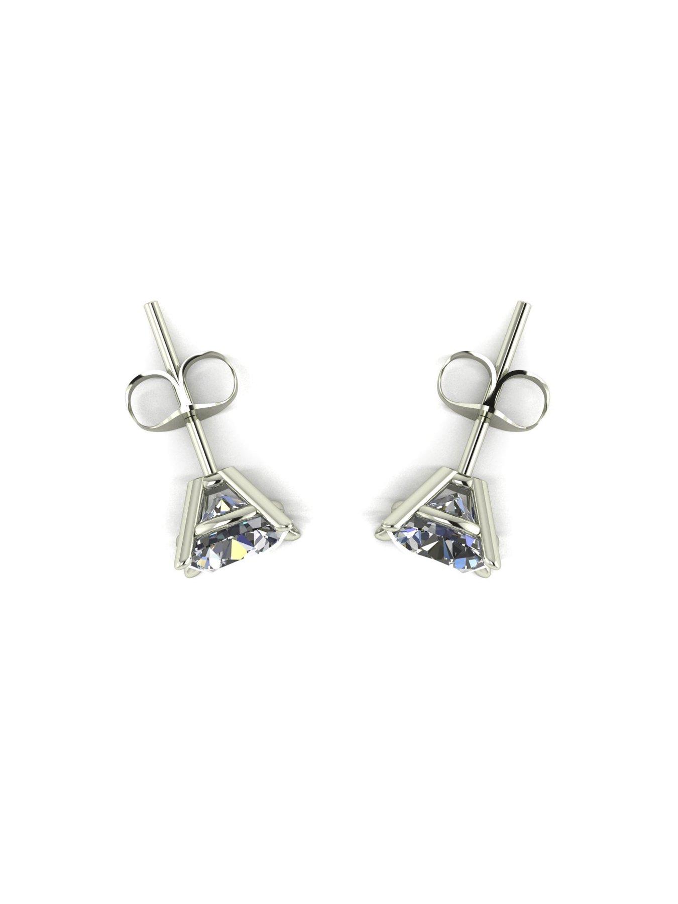 Image 4 of 5 of Moissanite 9ct White Gold 2ct Moissanite Solitaire Stud Earrings