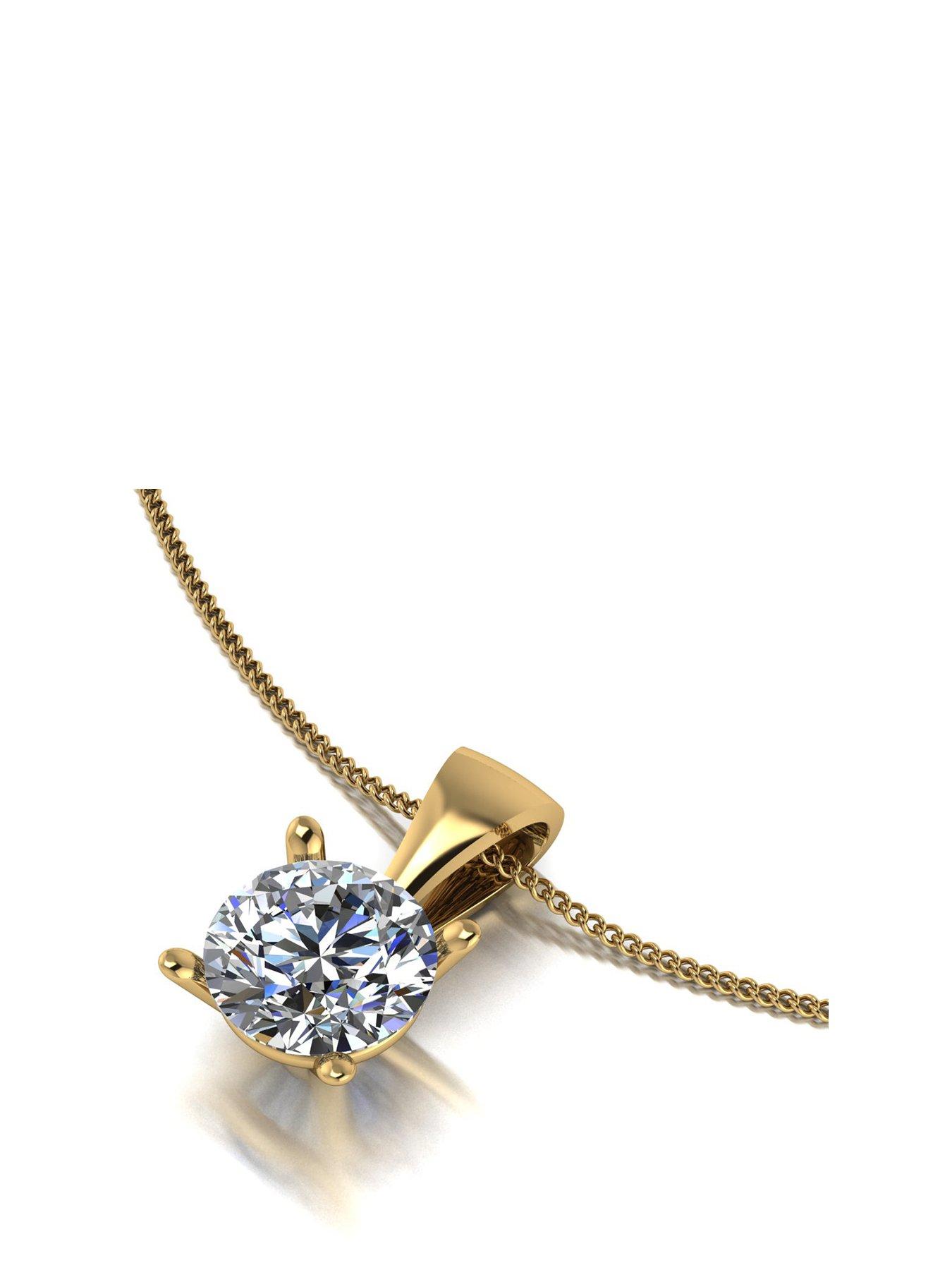 Moissanite 9ct Yellow Gold 1ct Moissanite Solitaire Pendant Necklace