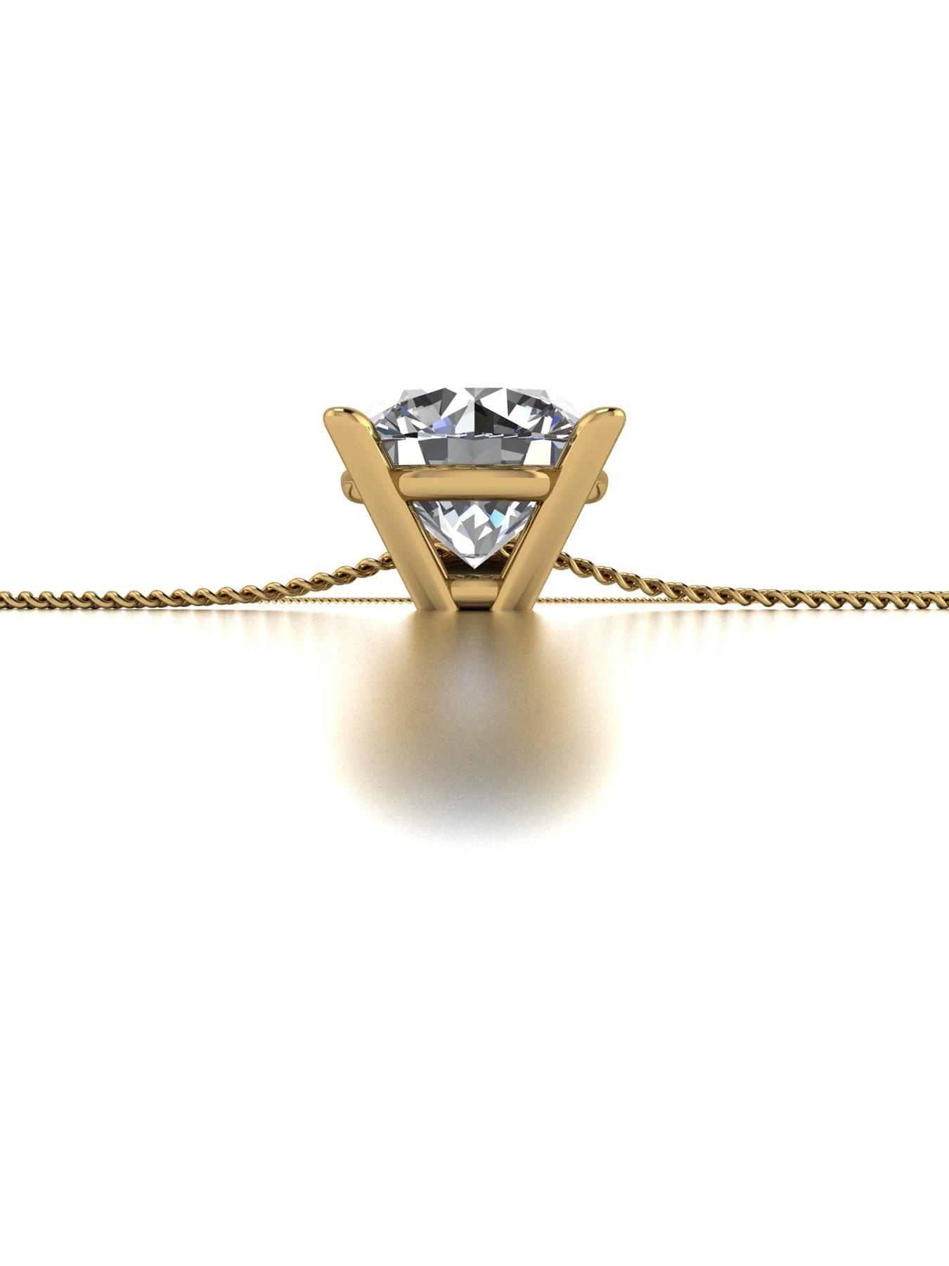 Image 2 of 5 of Moissanite 9ct Yellow Gold 1ct Moissanite Solitaire Pendant Necklace