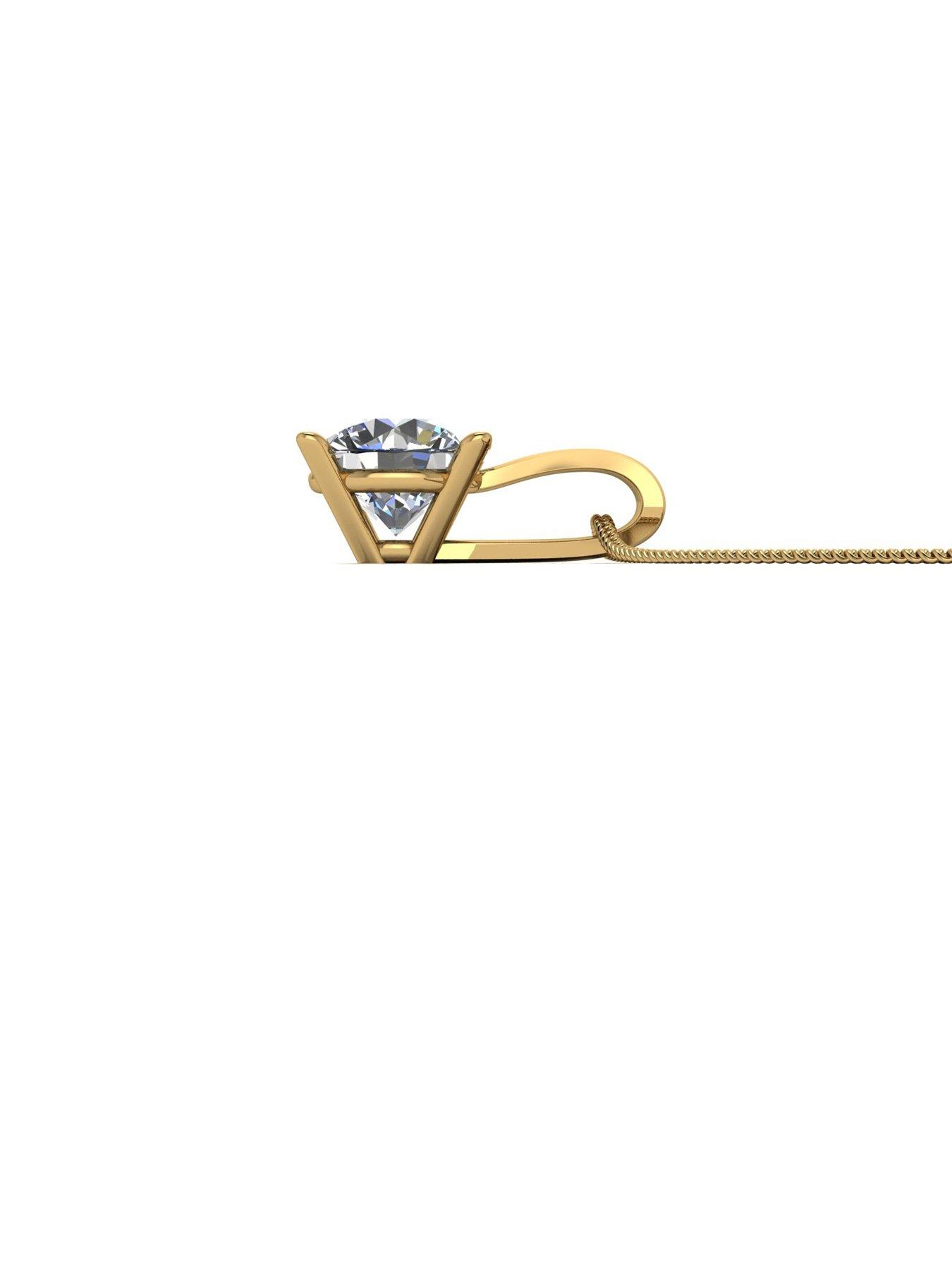 Image 3 of 5 of Moissanite 9ct Yellow Gold 1ct Moissanite Solitaire Pendant Necklace