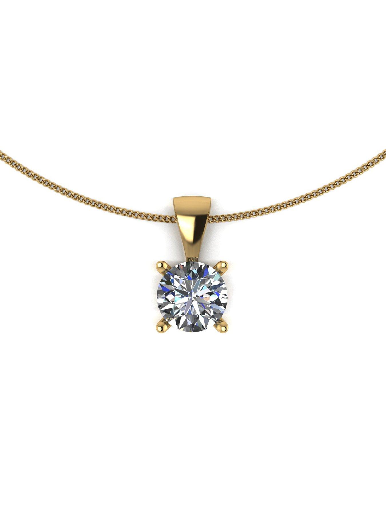 Image 4 of 5 of Moissanite 9ct Yellow Gold 1ct Moissanite Solitaire Pendant Necklace