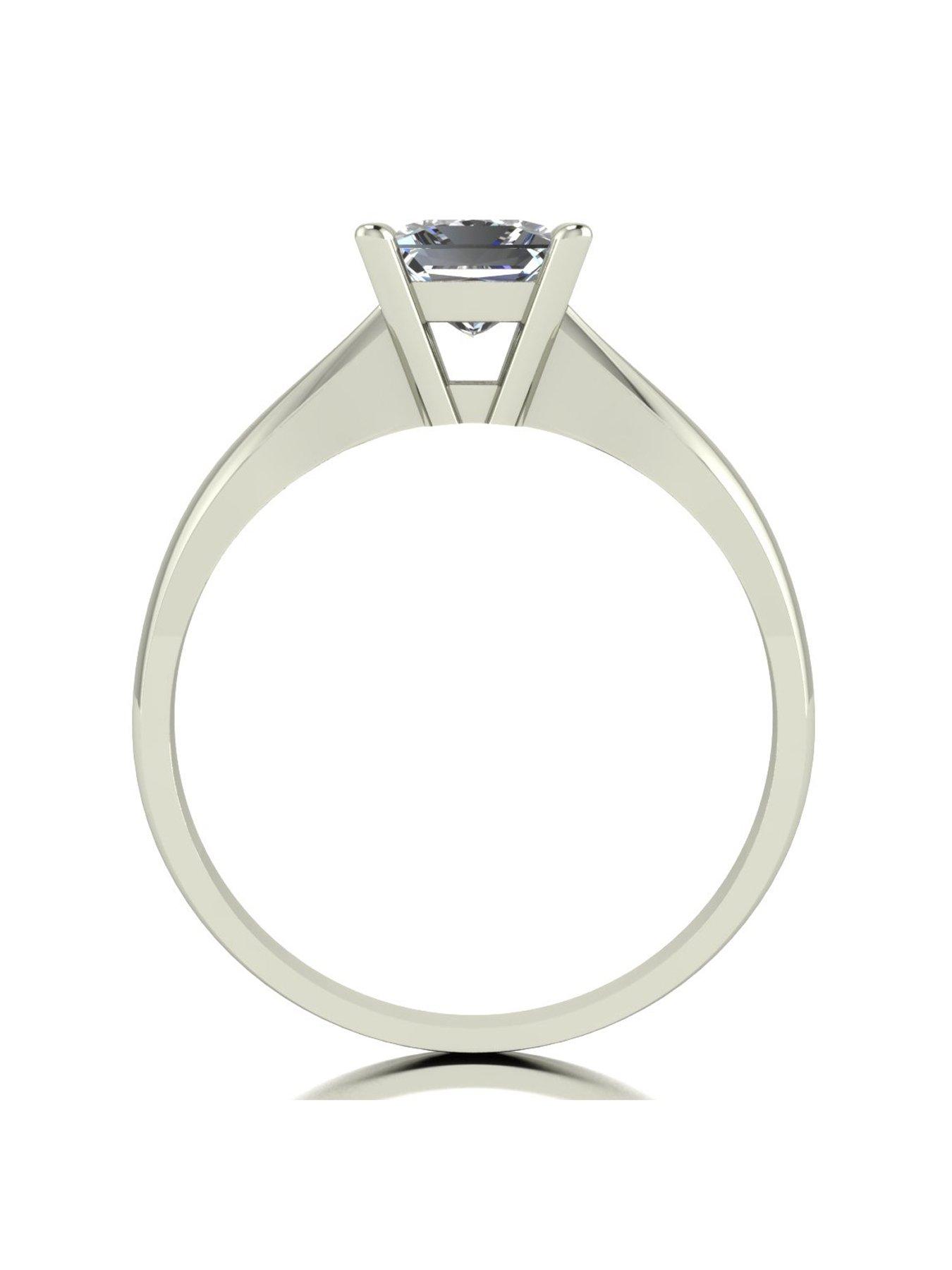 Image 2 of 5 of Moissanite 9ct White Gold Princess&nbsp;0.80ct Cut Moissanite Ring