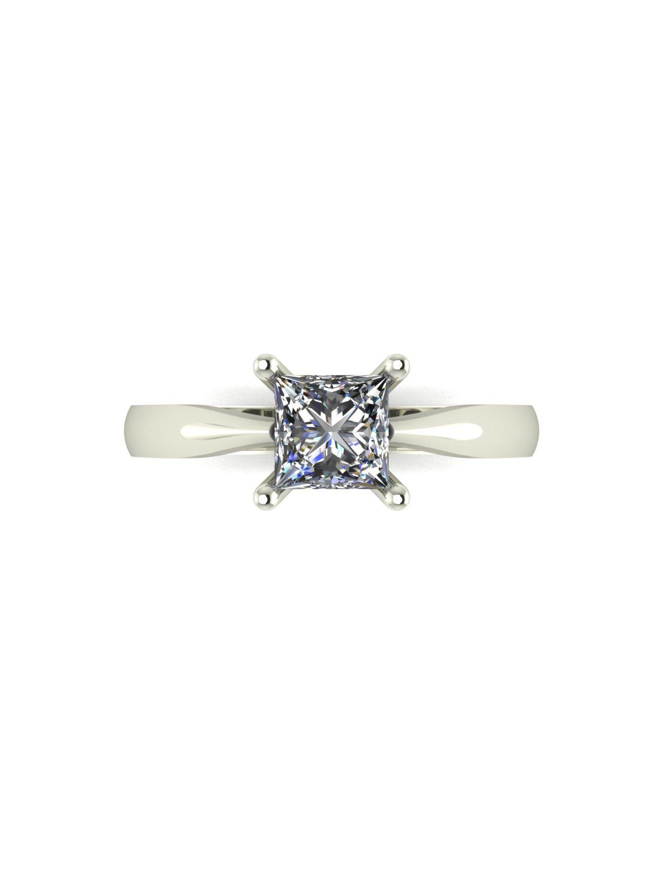 Image 4 of 5 of Moissanite 9ct White Gold Princess&nbsp;0.80ct Cut Moissanite Ring