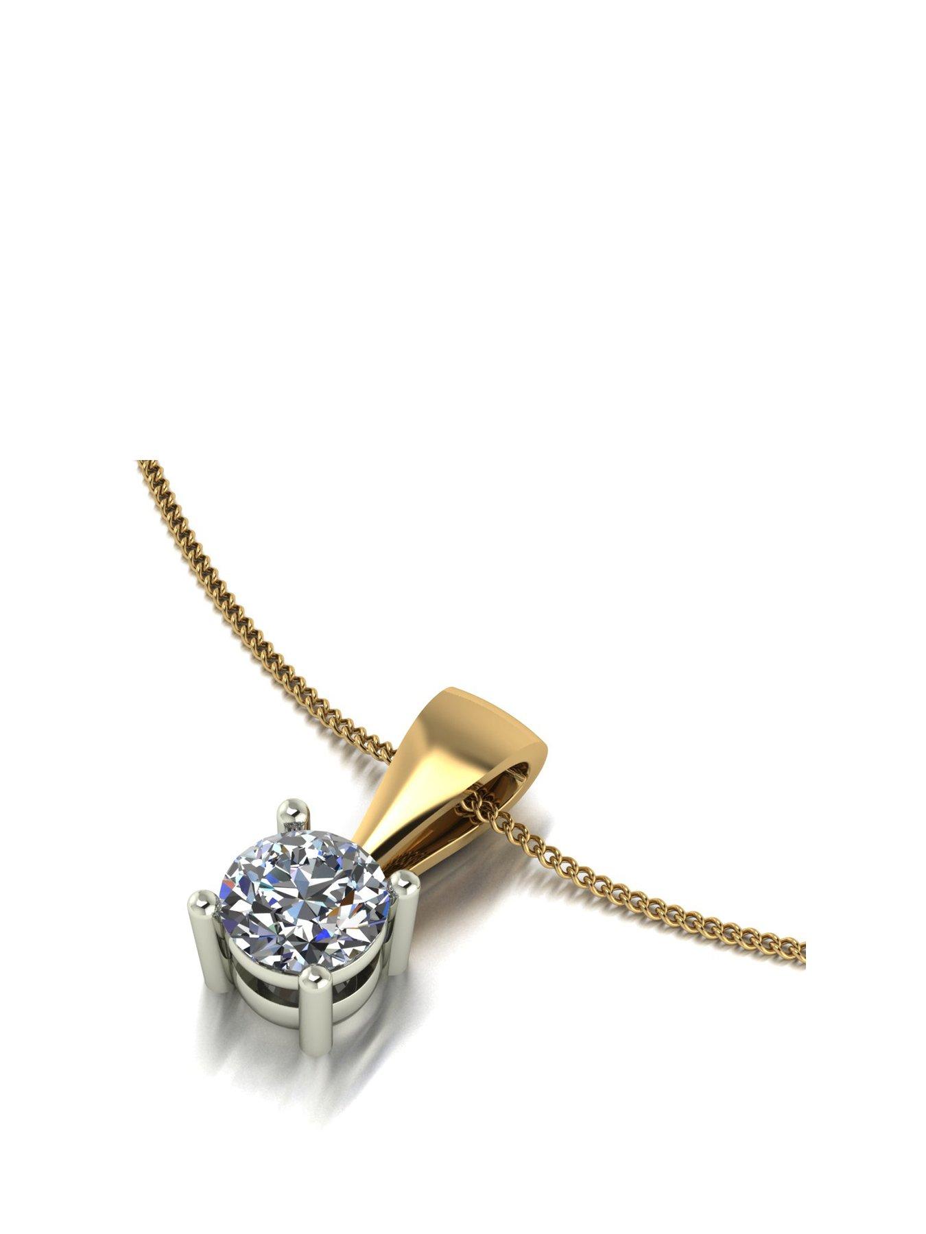 Product photograph of Moissanite 9ct Gold Moissanite 0 50ct Equivalent Solitaire Pendant Necklace from very.co.uk