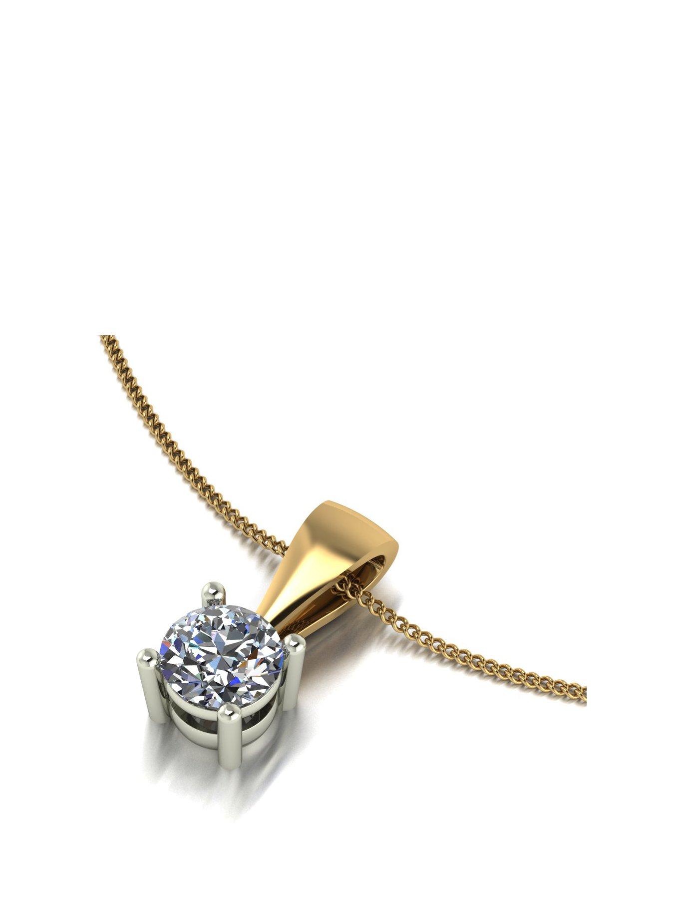 undefined 9ct Gold Moissanite 0.50ct Equivalent Solitaire Pendant Necklace