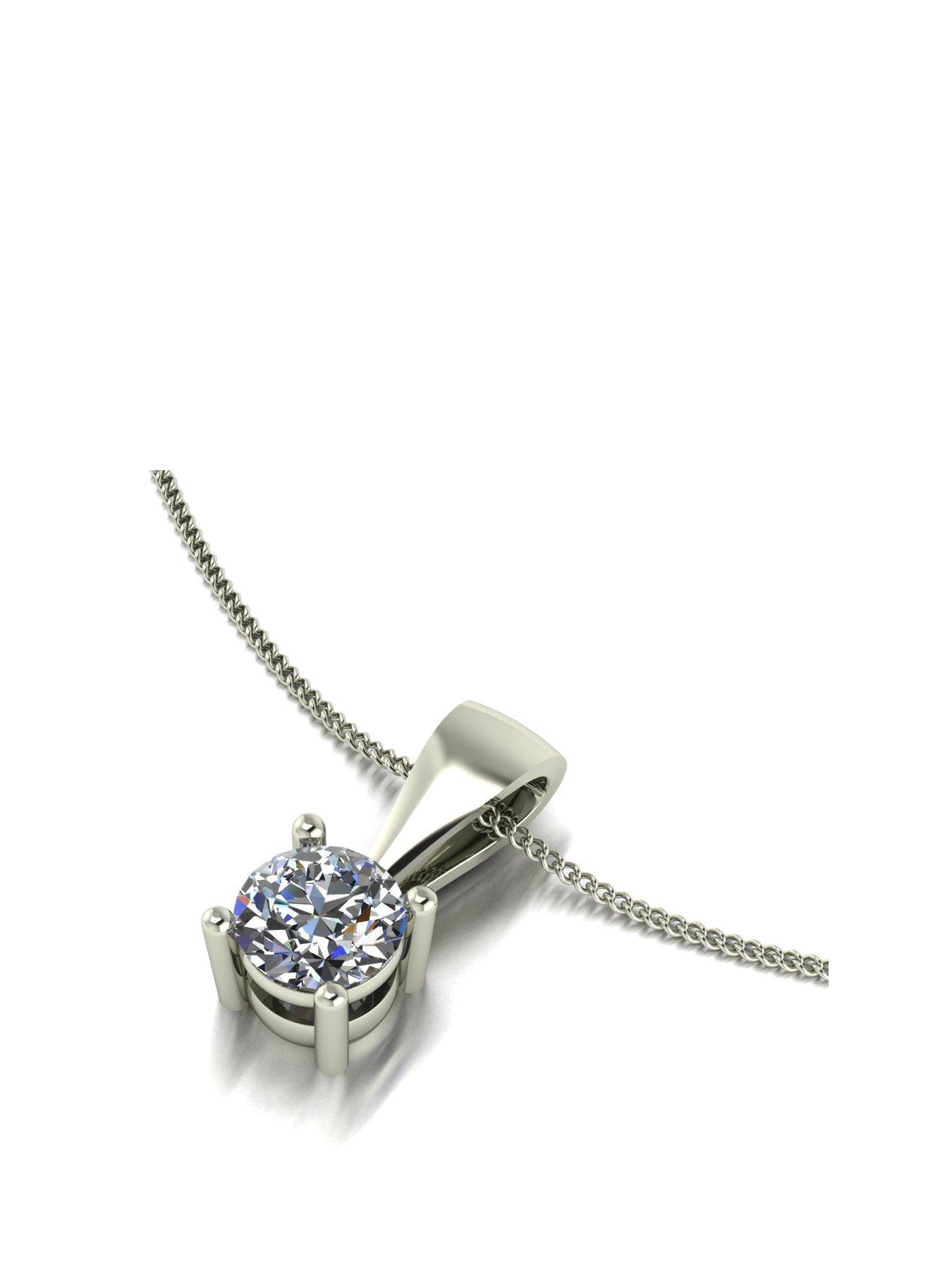 Moissanite 9ct Gold Moissanite 0.50ct Equivalent Solitaire Pendant Necklace