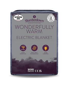 Product photograph of Slumberdown Wonderfully Warm Electric Blanket - White from very.co.uk