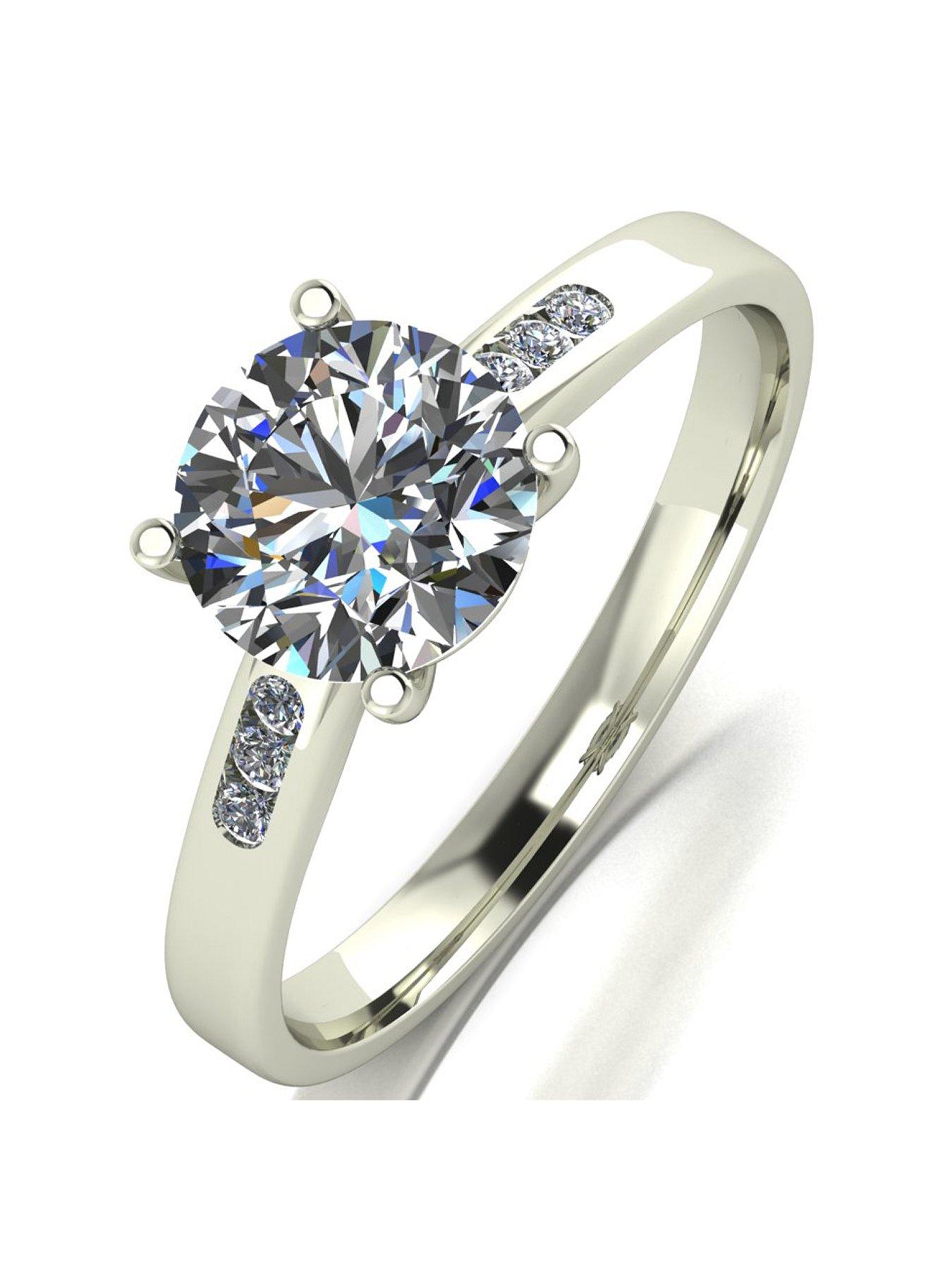 Product photograph of Moissanite 9ct White Gold 1 35ct Moissanite Solitaire Ring from very.co.uk