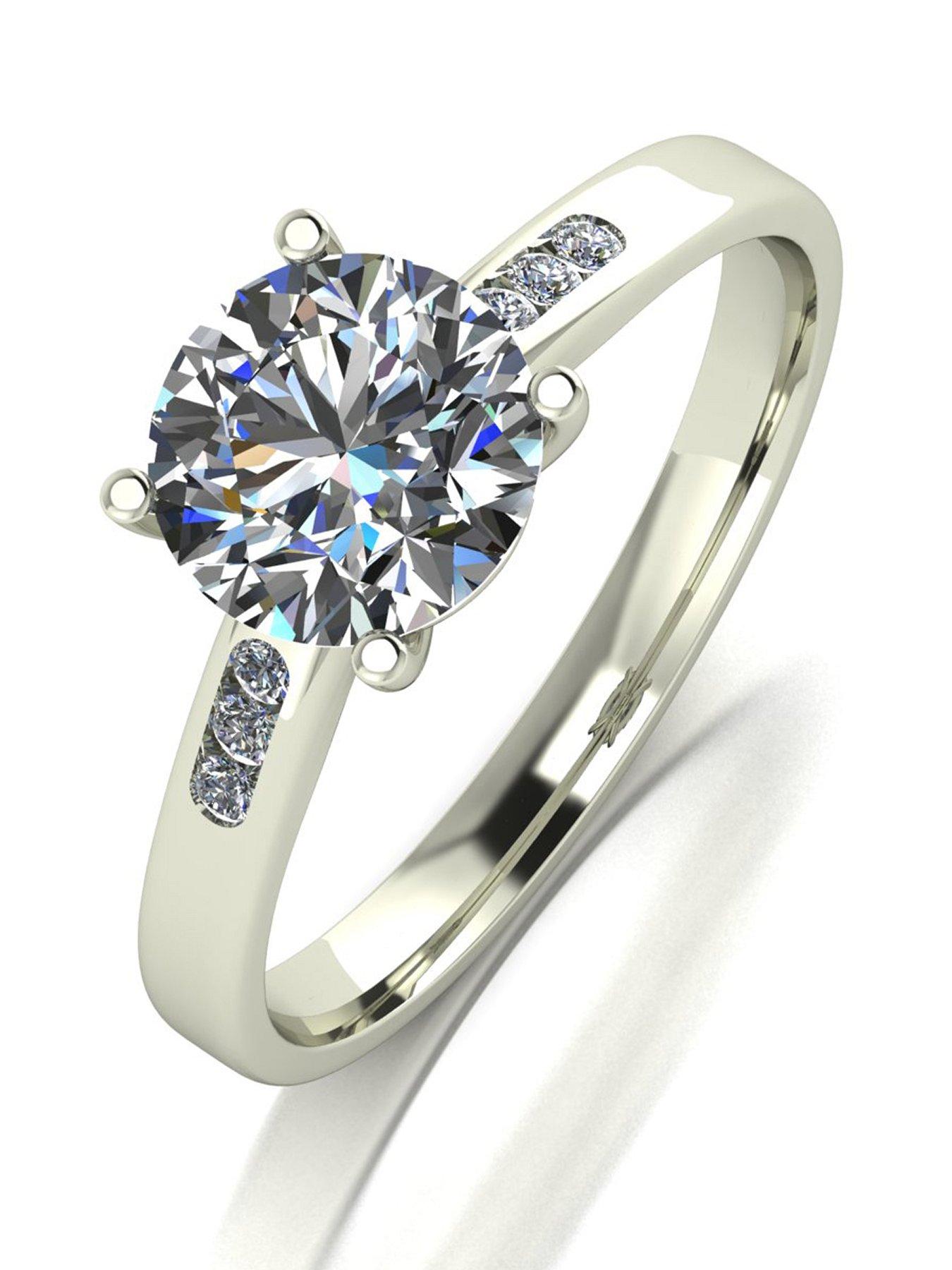 Moissanite 9ct White Gold 1.35ct Moissanite Solitaire Ring