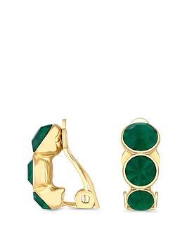 jon richard gold plated graduated emerald cubic zirconia round clip earrings