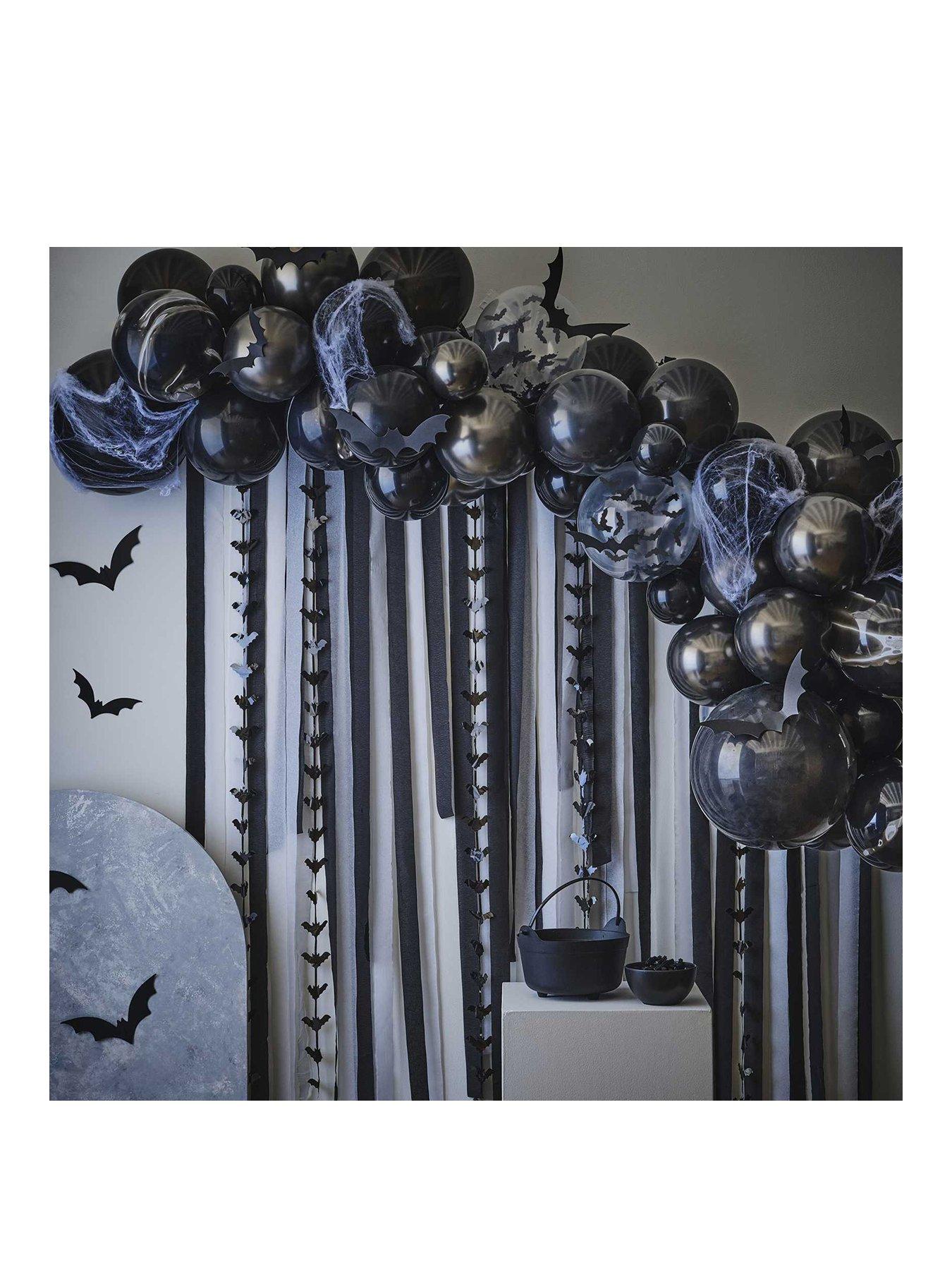 Product photograph of Ginger Ray Halloween Bats Balloon Garland - Black And White from very.co.uk