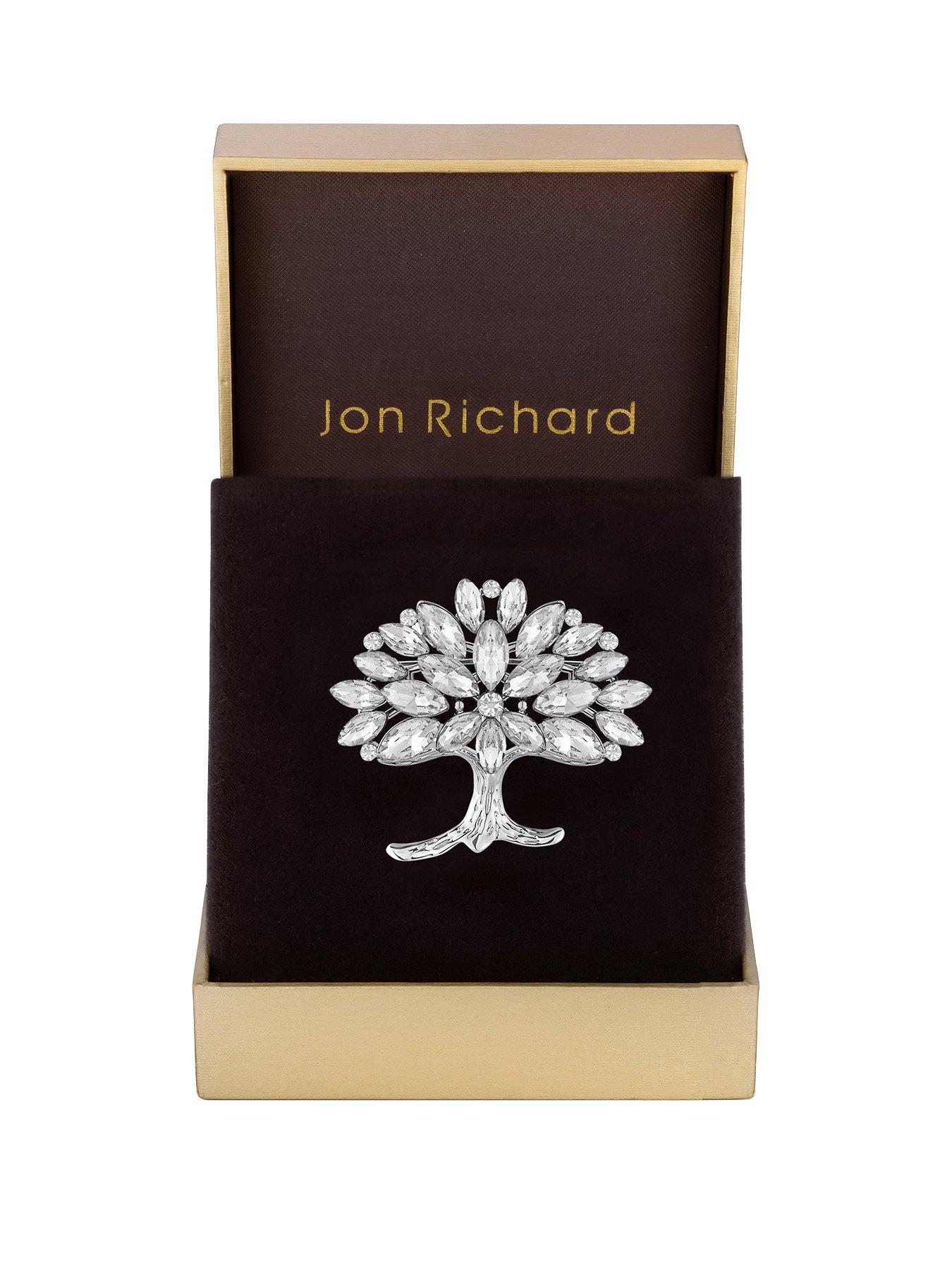 Product photograph of Jon Richard Rhodium Plated Crystal Cubic Zirconia Tree Of Love Brooch - Gift Boxed from very.co.uk