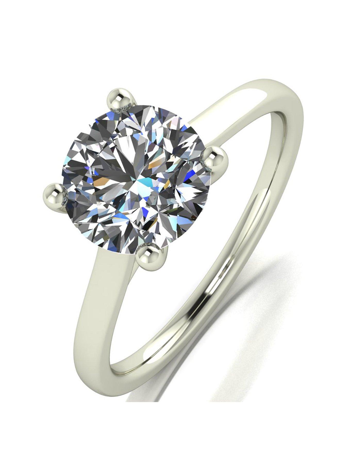 Product photograph of Moissanite 18ct Gold 2 00ct Solitaire Ring from very.co.uk