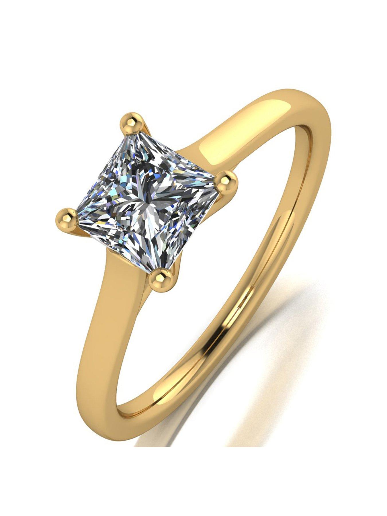 undefined 18ct Gold 1.00ct Princess Cut Brilliant Solitaire Ring