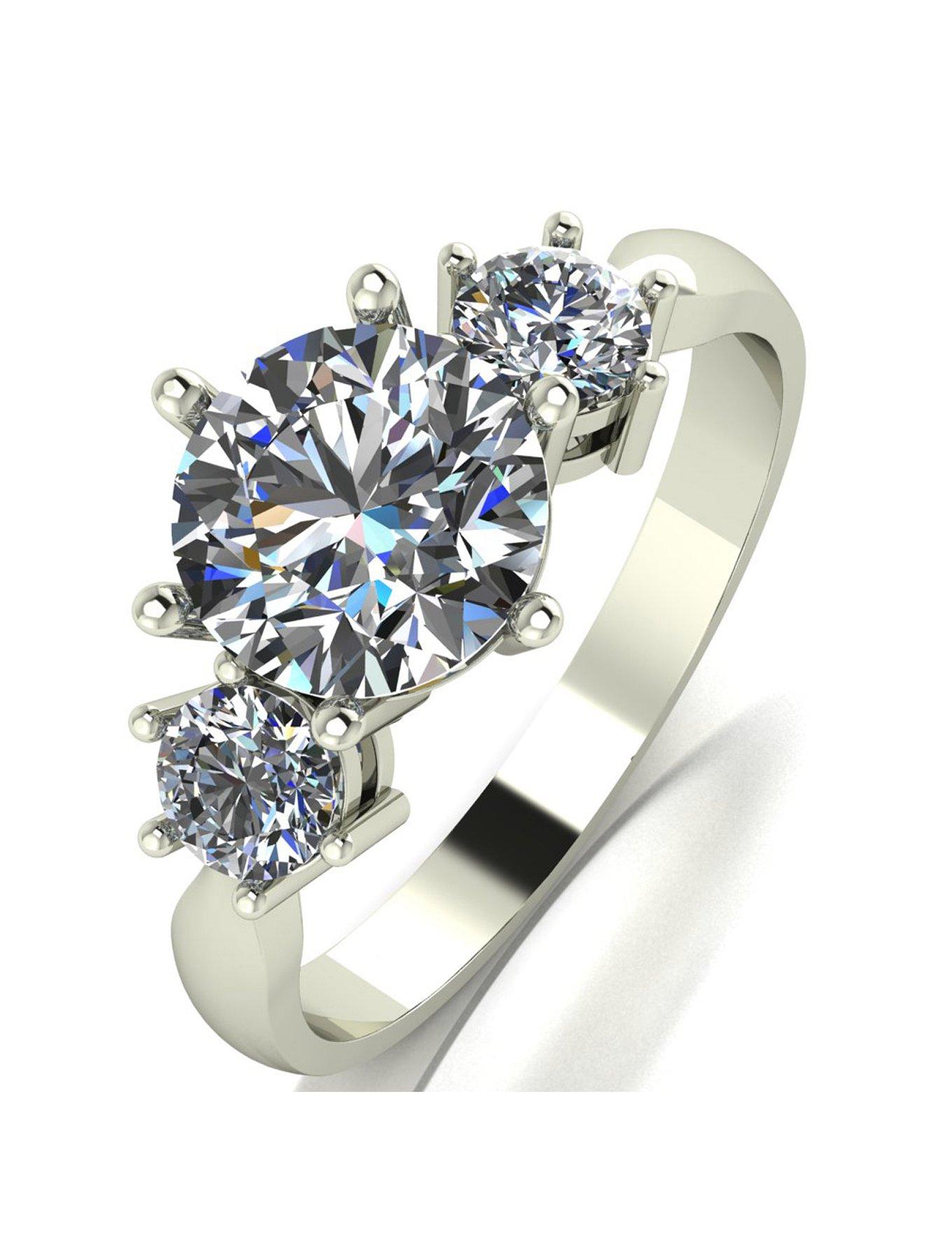 Product photograph of Moissanite 18ct Gold 2 00ct Total Trilogy Ring from very.co.uk