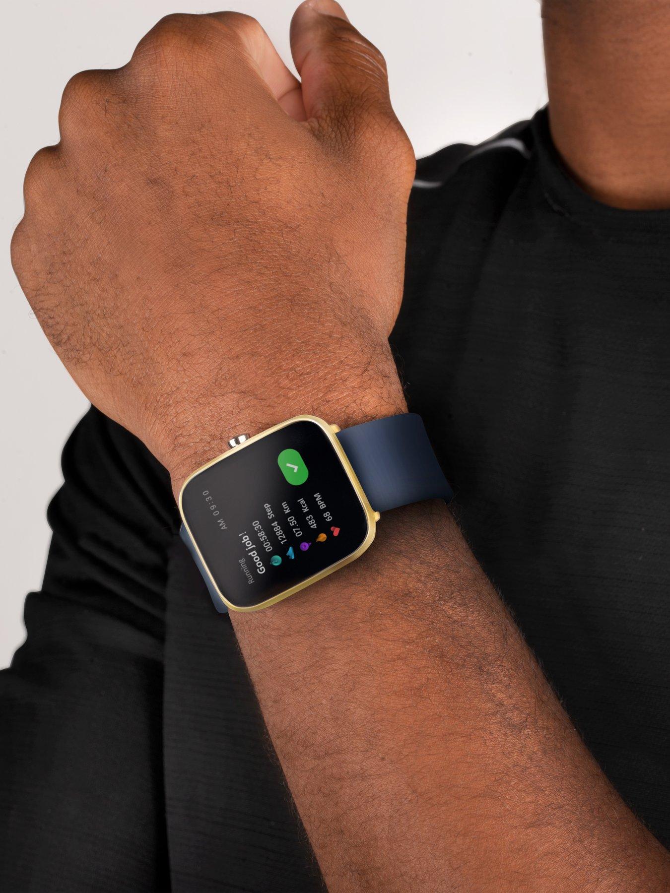 Sekonda Motion 36 mm smartwatch met hartslag- en slaapmonitor, dagelijkse activiteit, sport, muziek, weer- en berichtfuncties, met rubberen band., Wit, Zilver, Eén maat, Minimalistisch