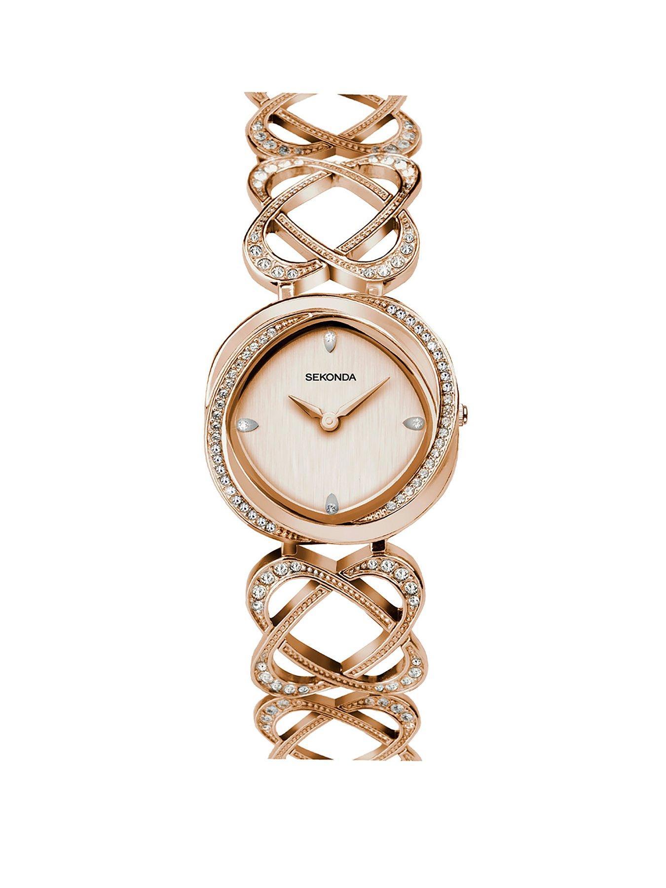 Sekonda Womens Hidden Hearts Rose Gold Bracelet with Rose Gold Dial Analogue Watch