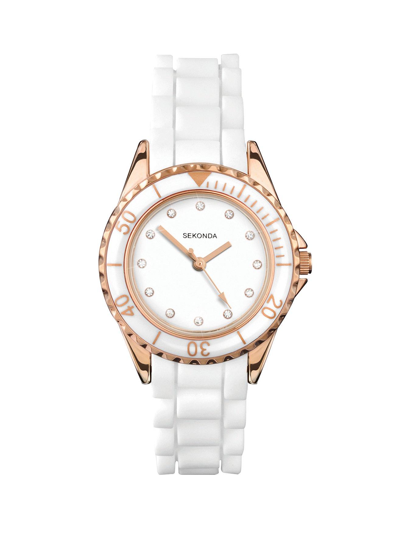 Sekonda Ladies White Silicone Strap with White Dial Watch