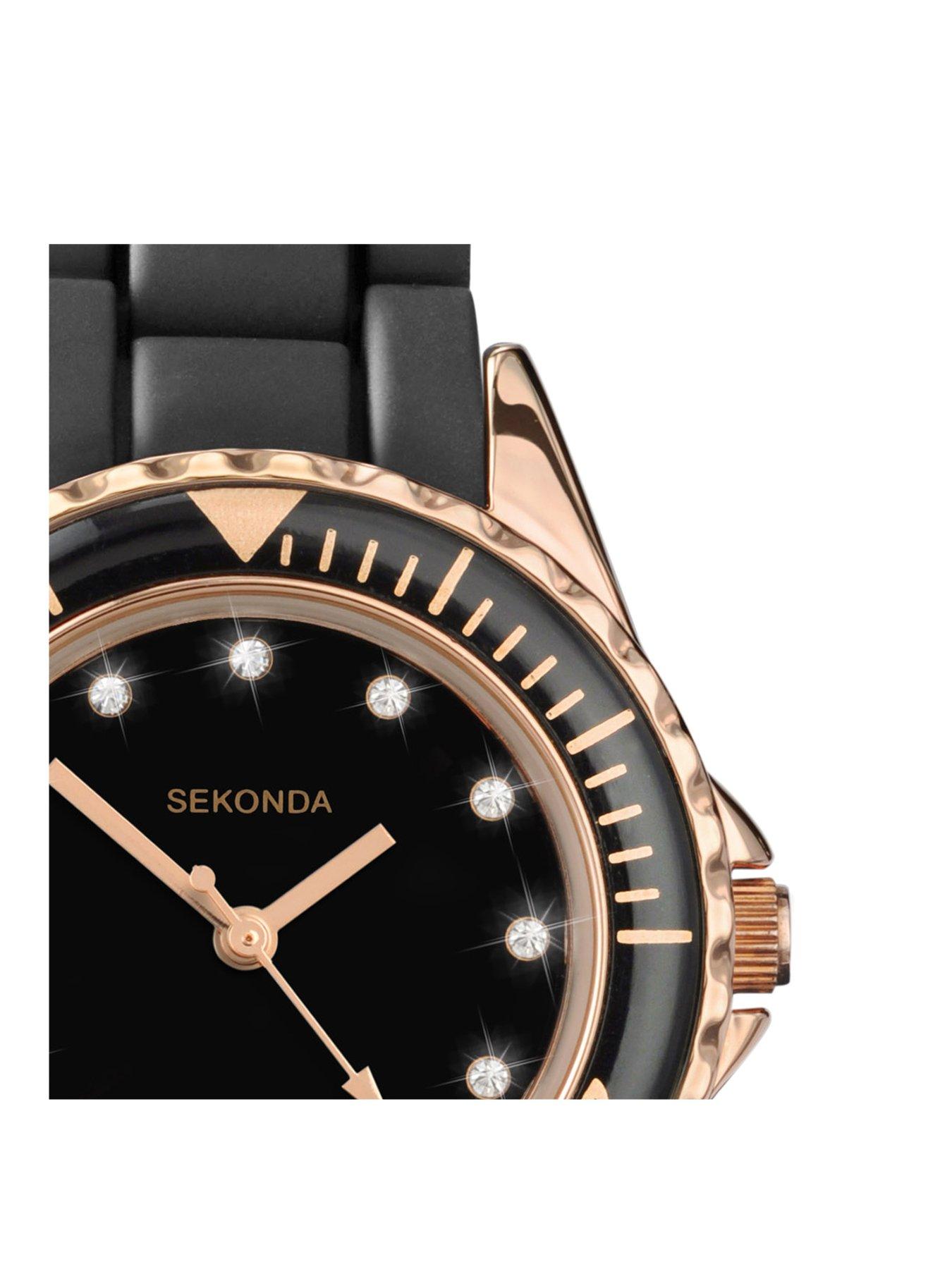 Sekonda black and 2024 rose gold watch