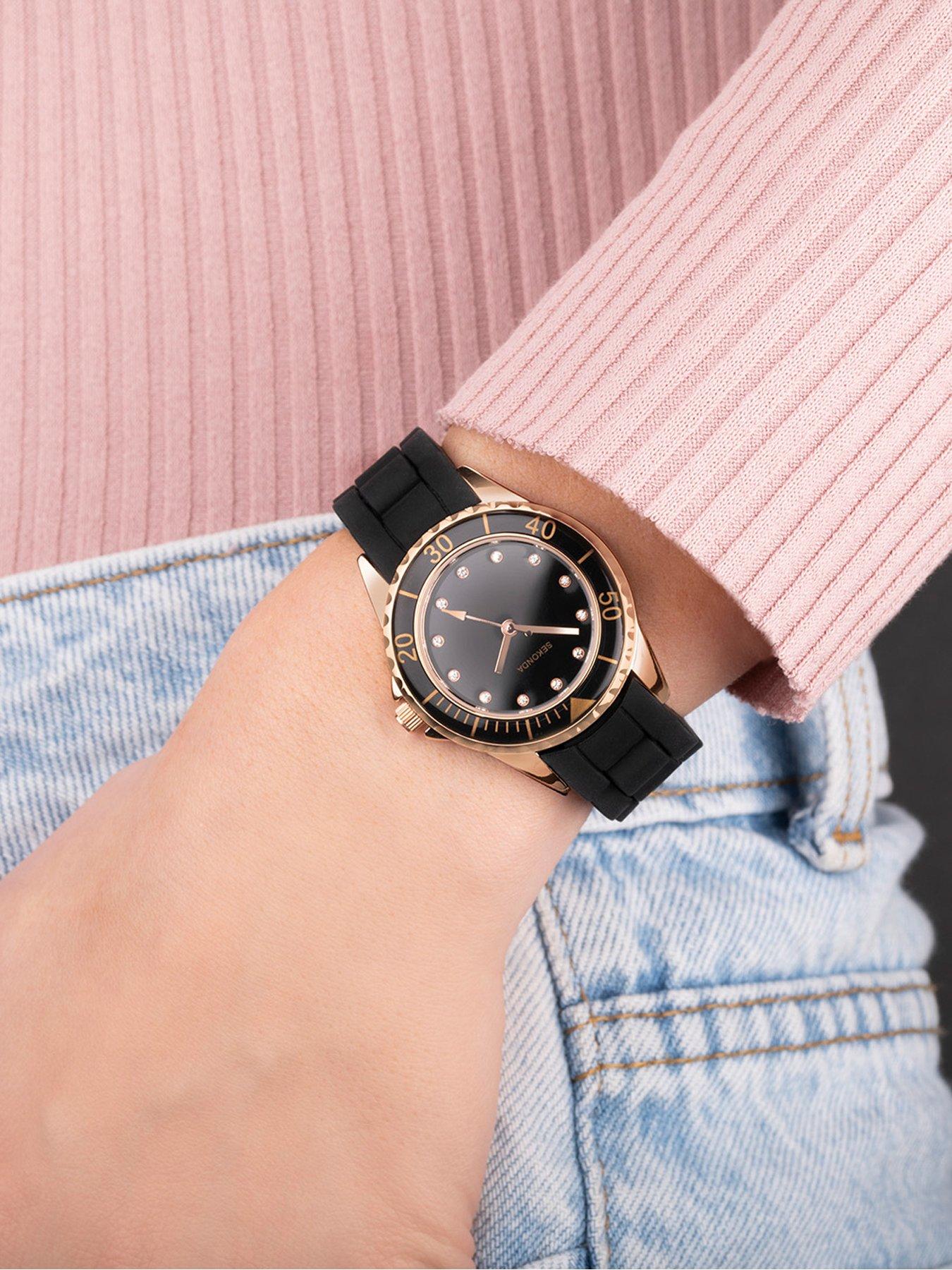 Sekonda black and outlet rose gold watch