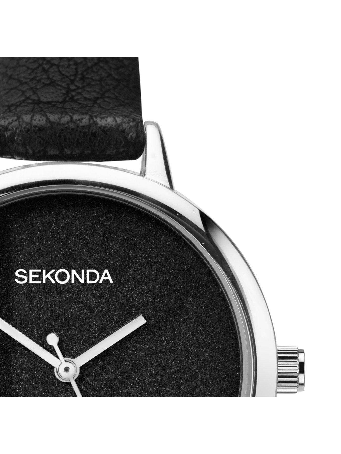 Sekonda Ladies Black Polyurethane Strap with Black Dial Watch