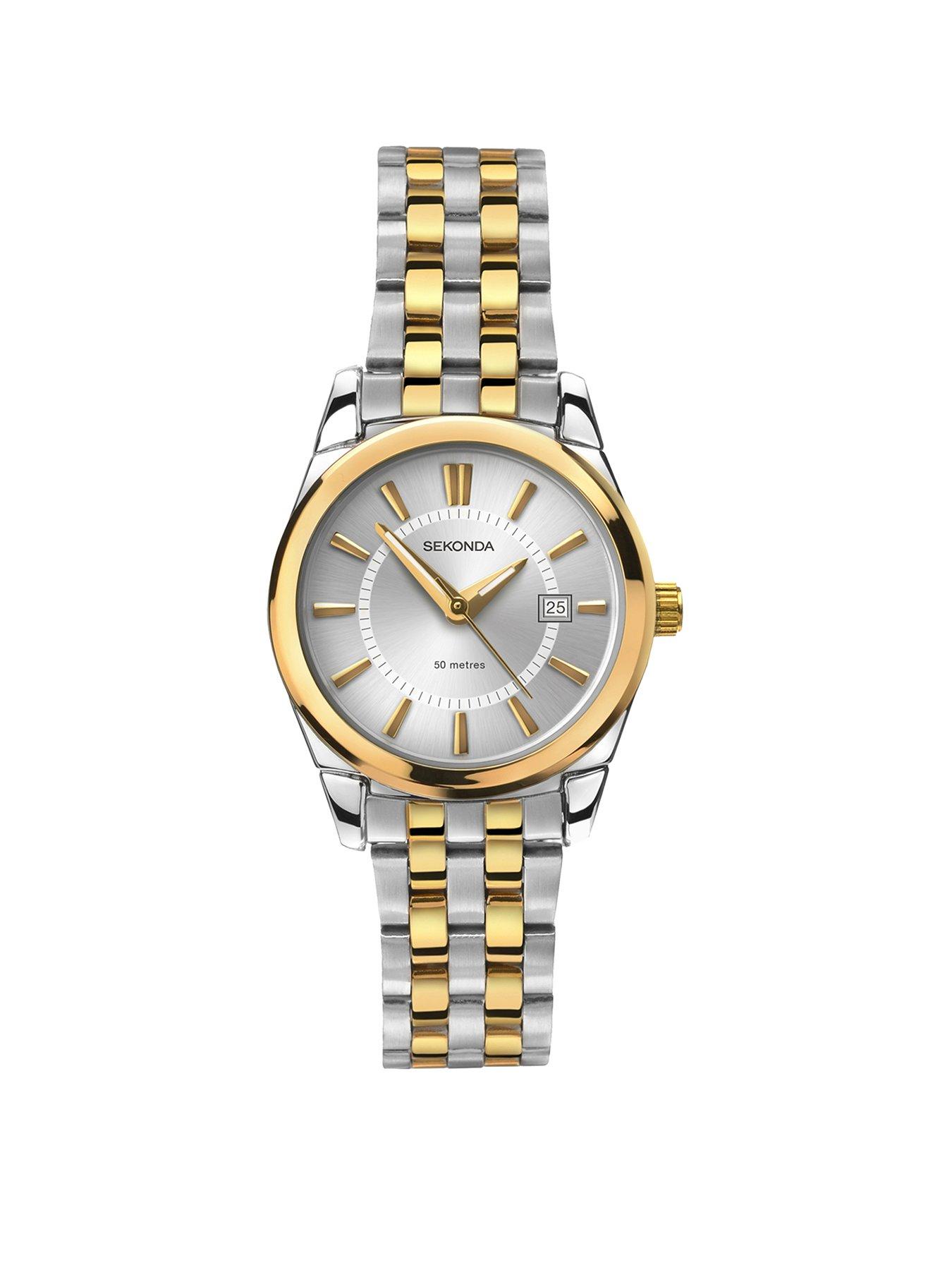 Product photograph of Sekonda Ladies Riley Two Tone Stainless Steel Bracelet With Silver Dial Watch from very.co.uk