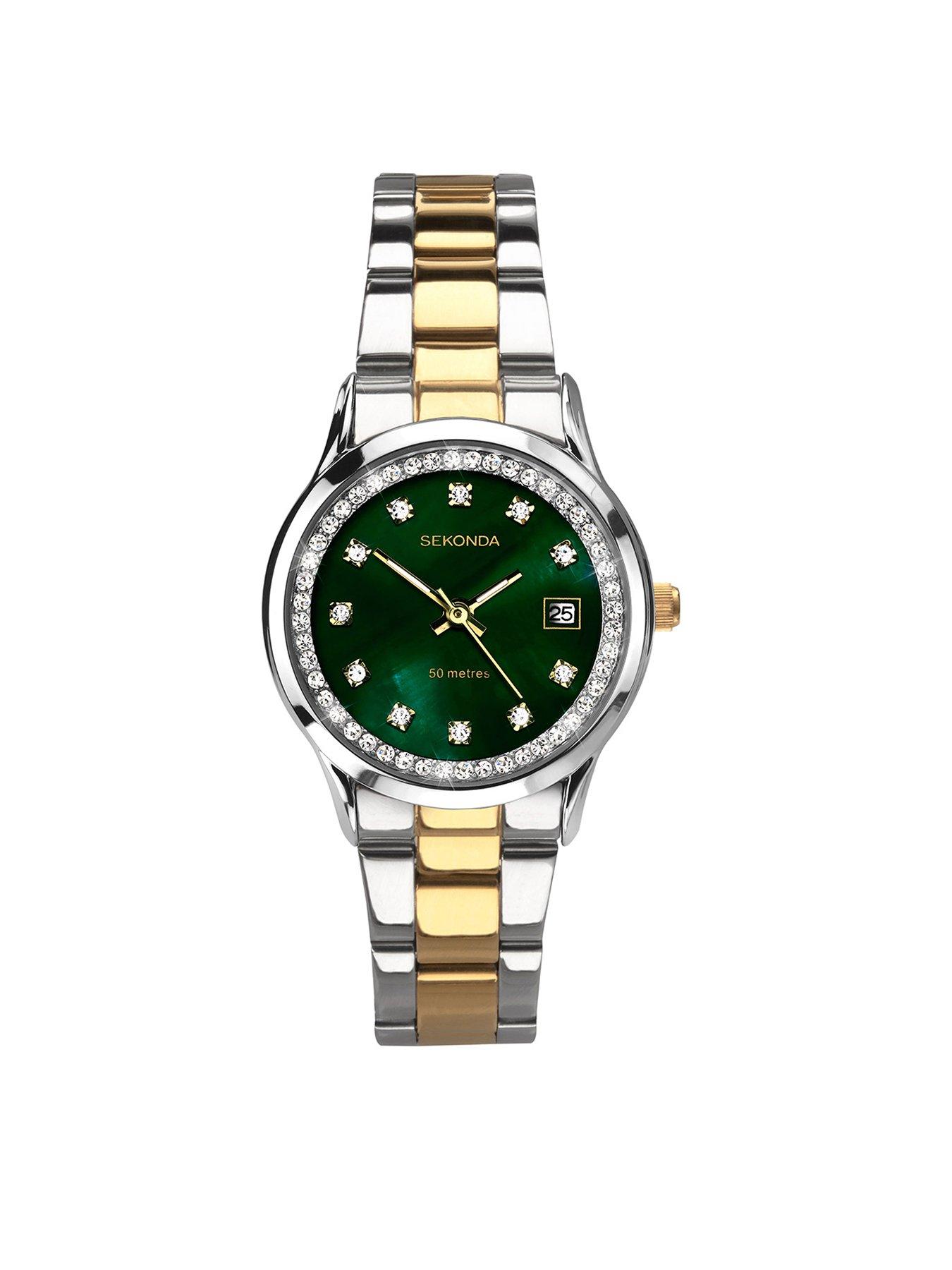 Sekonda Ladies Victoria Two Tone Stainless Steel Bracelet with Green Dial Watch
